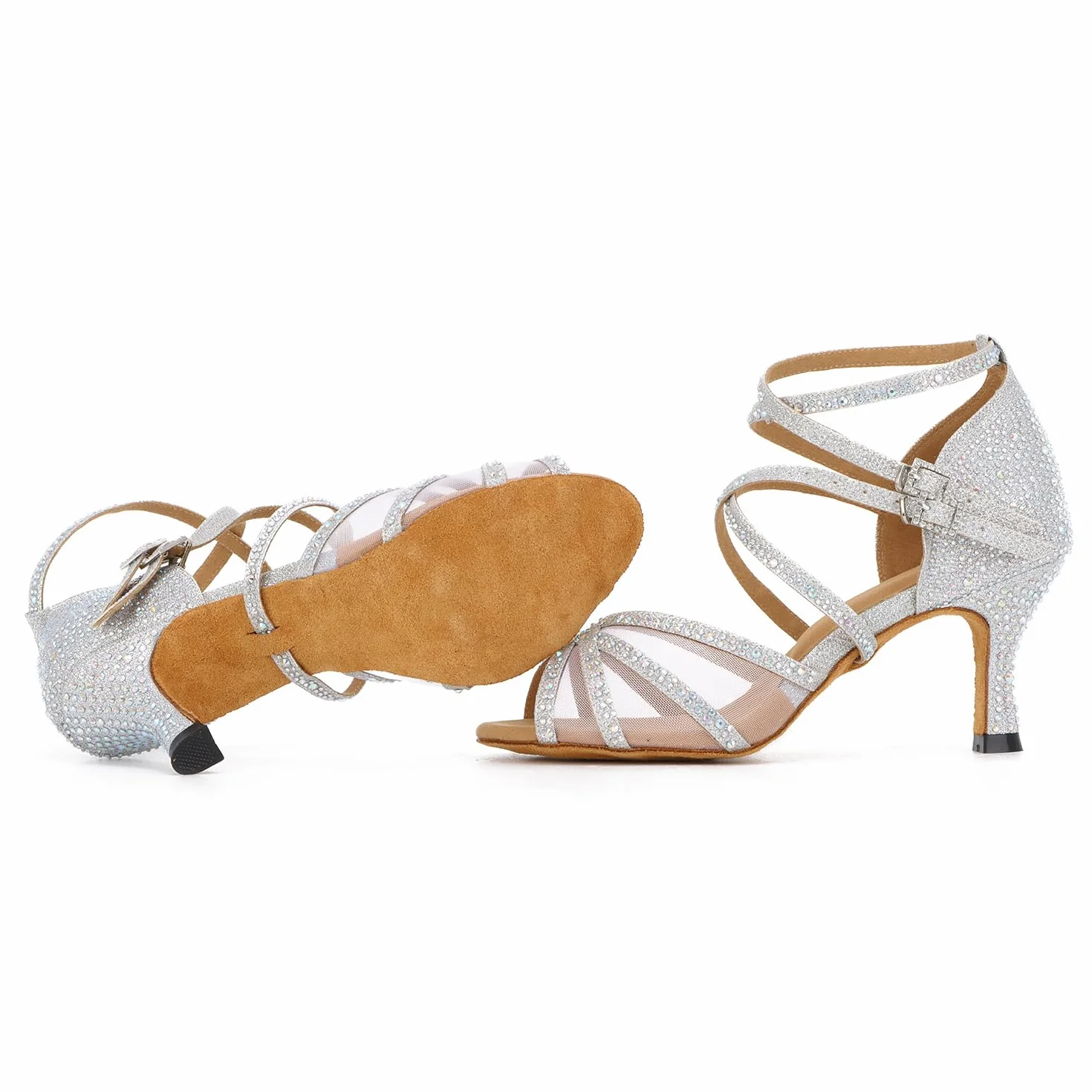 Chaussures de Danse Femmes Latine Strass Salsa Tango Valse Bachata Moderne Salon
