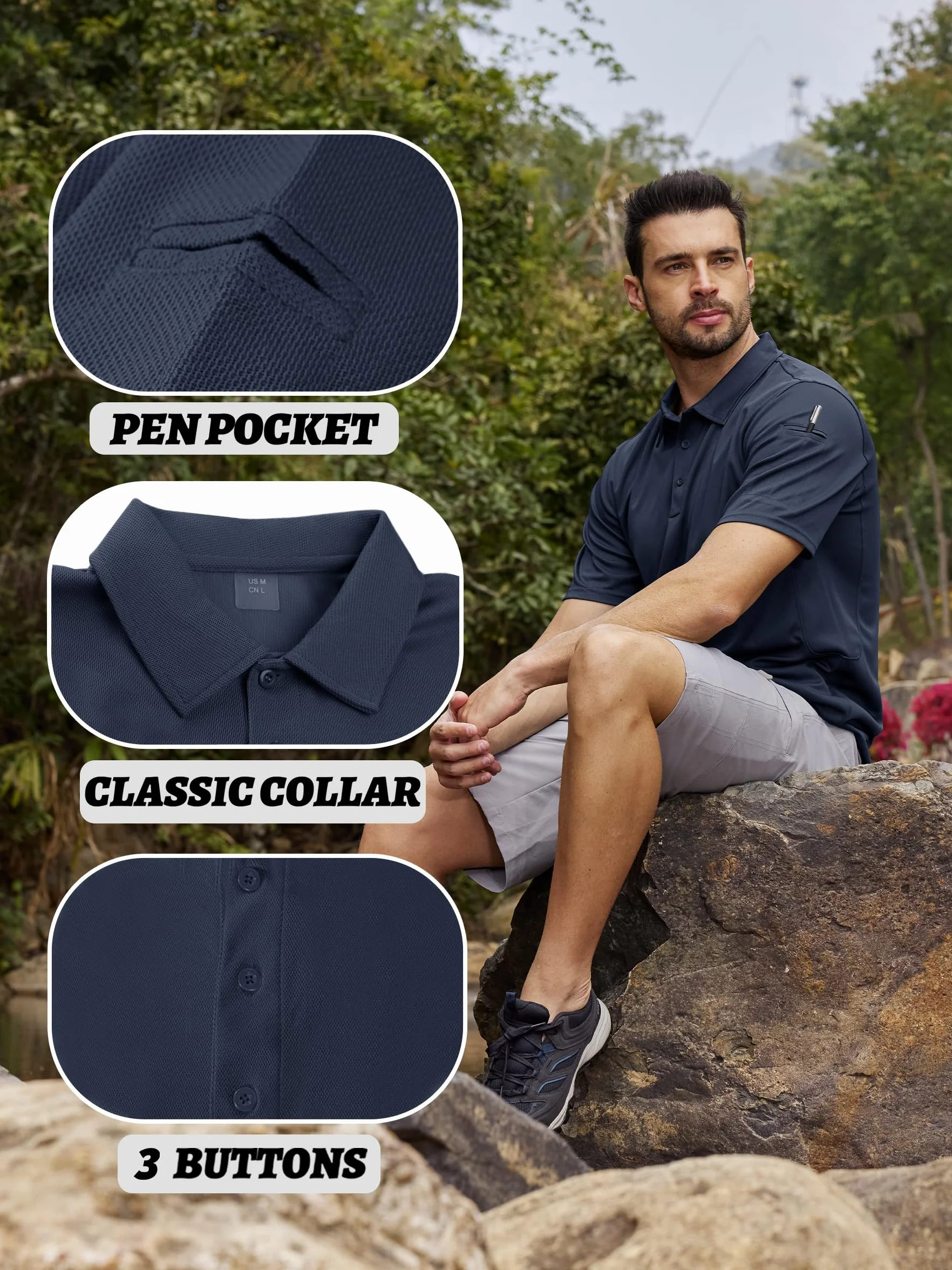 KEFITEVD Polo Homme T-Shirt Golf Séchage Rapide Manches Courtes Été Léger