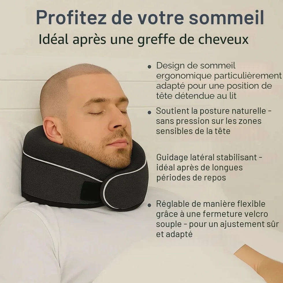 Coussin pour la Nuque après Transplantation Capillaire Voyage Voiture Avion avec Masque de Sommeil et Protection Auditive