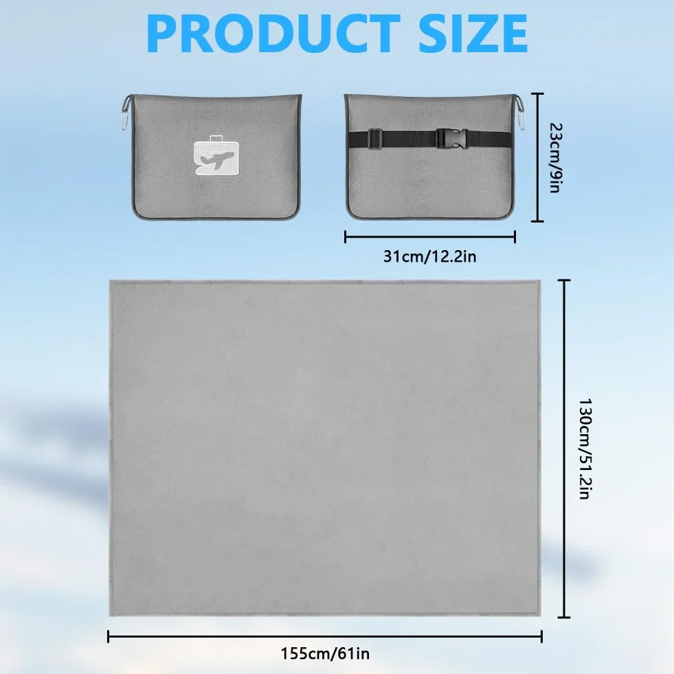 flintronic Couverture de Voyage Avion 2 en 1 Oreiller et Couverture Doux Chaud avec Masque de Sommeil Bouchons d'oreille Pince Sac à Dos Gris