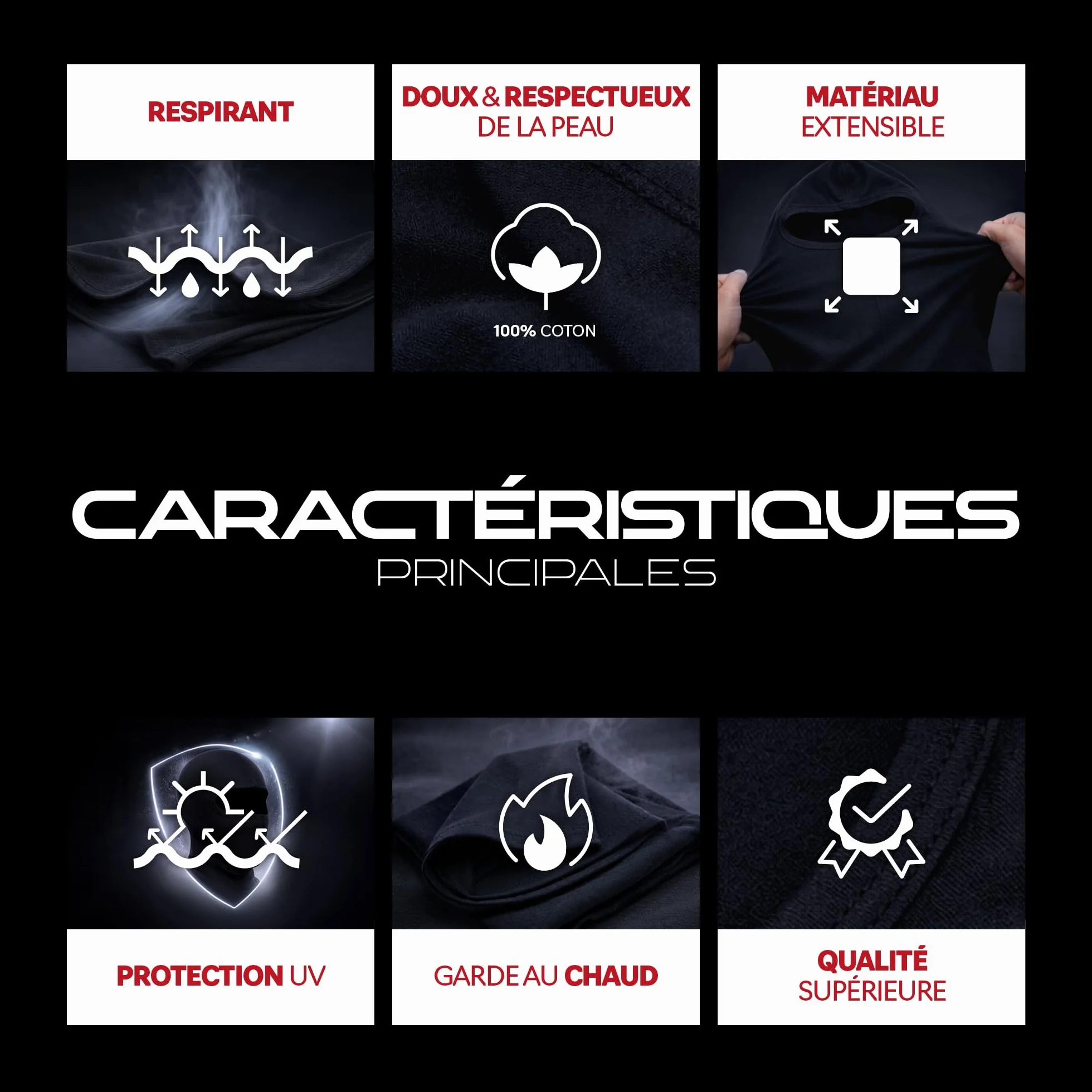 ROAD-STAR Cagoule 100% Coton Noir