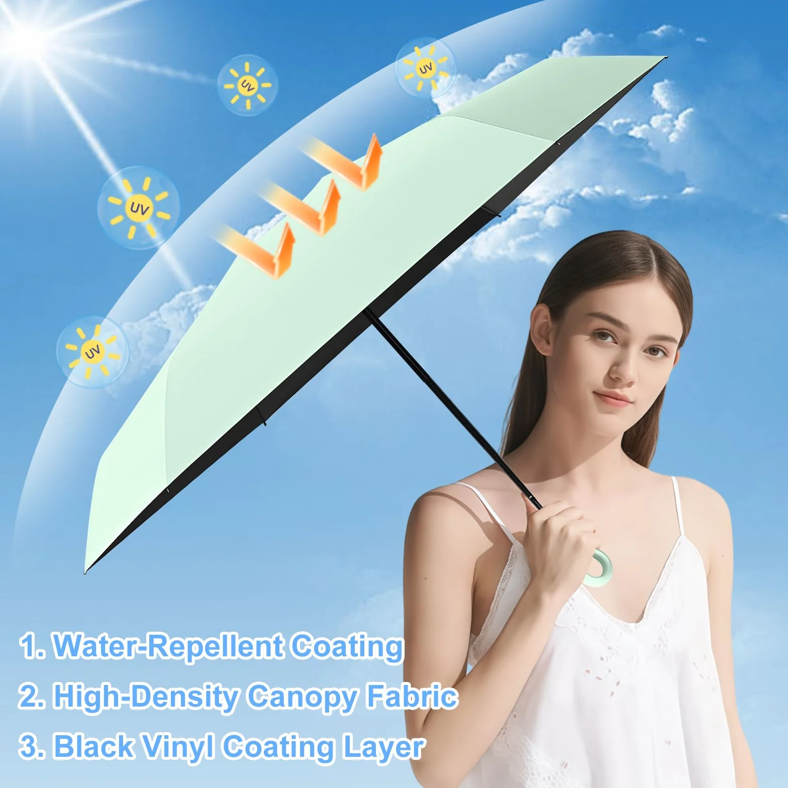 HCQC Parapluie Pliable Mini Anti-UV Compact Léger Voyage Homme Femme Protection Soleil Pluie Kapsel-Etui