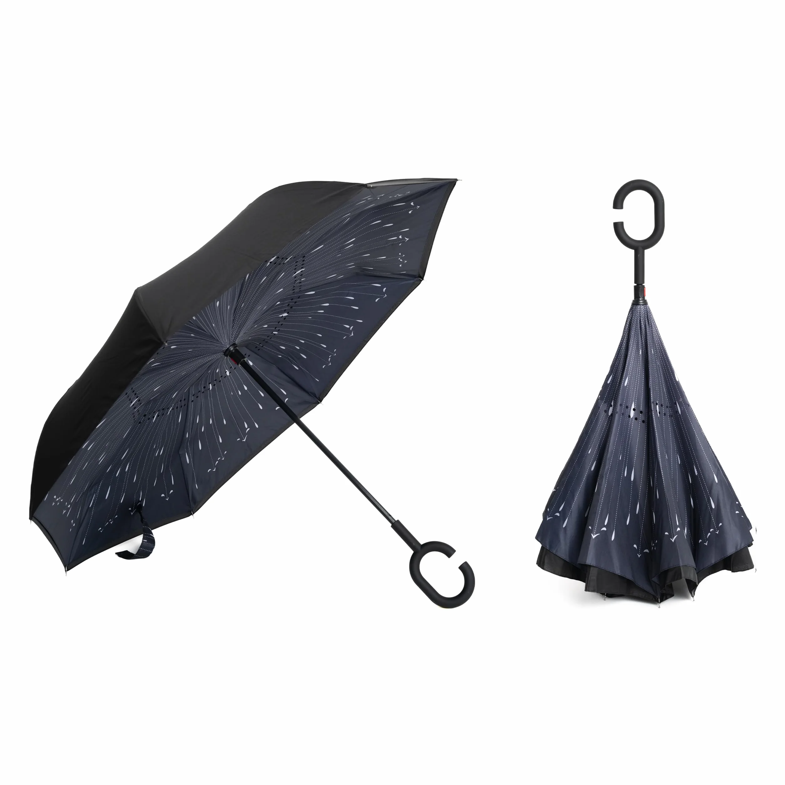 Parapluie Inversé à Double Couche avec Poignée en C