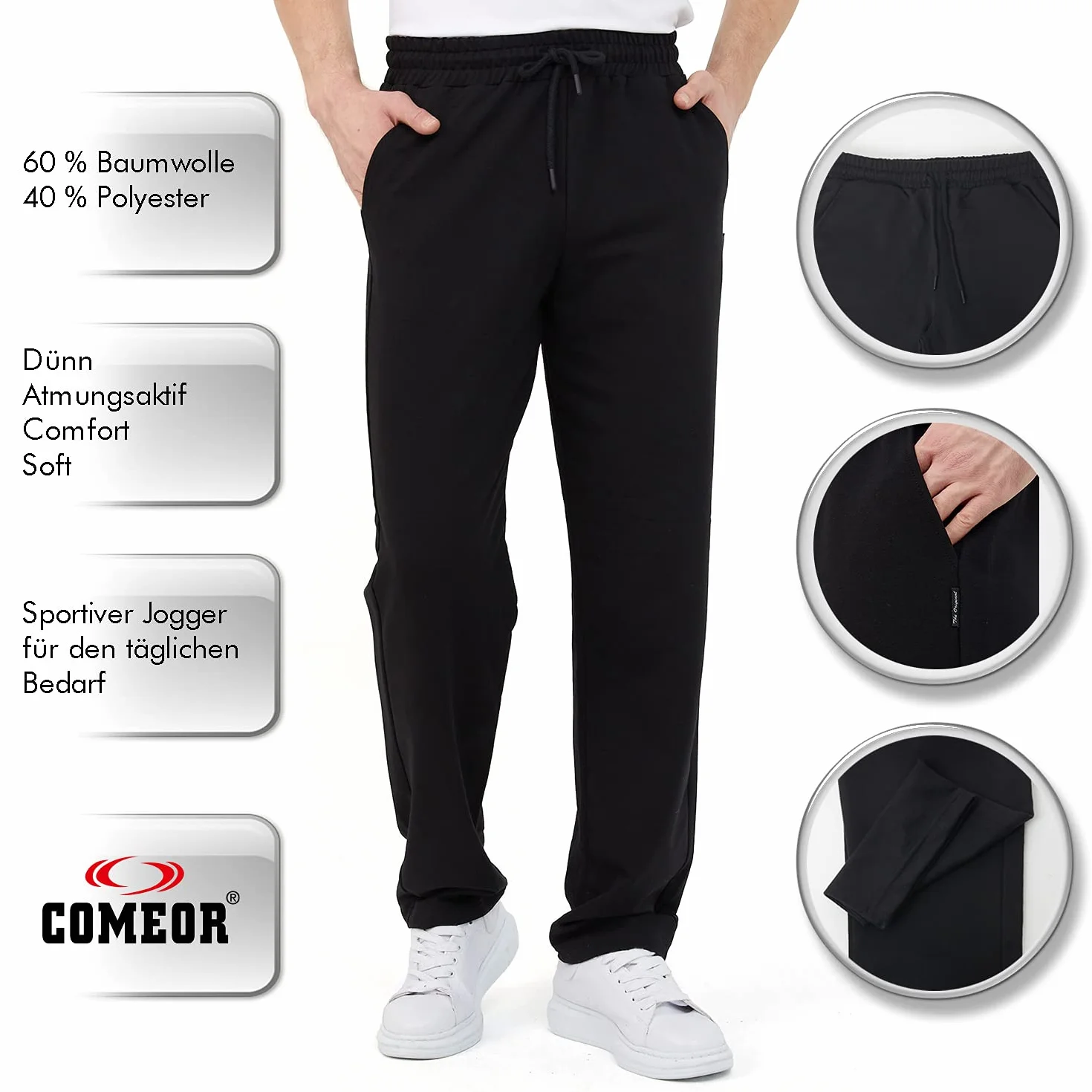 Comeor Pantalon de Jogging en Coton pour Homme - Joggers Long