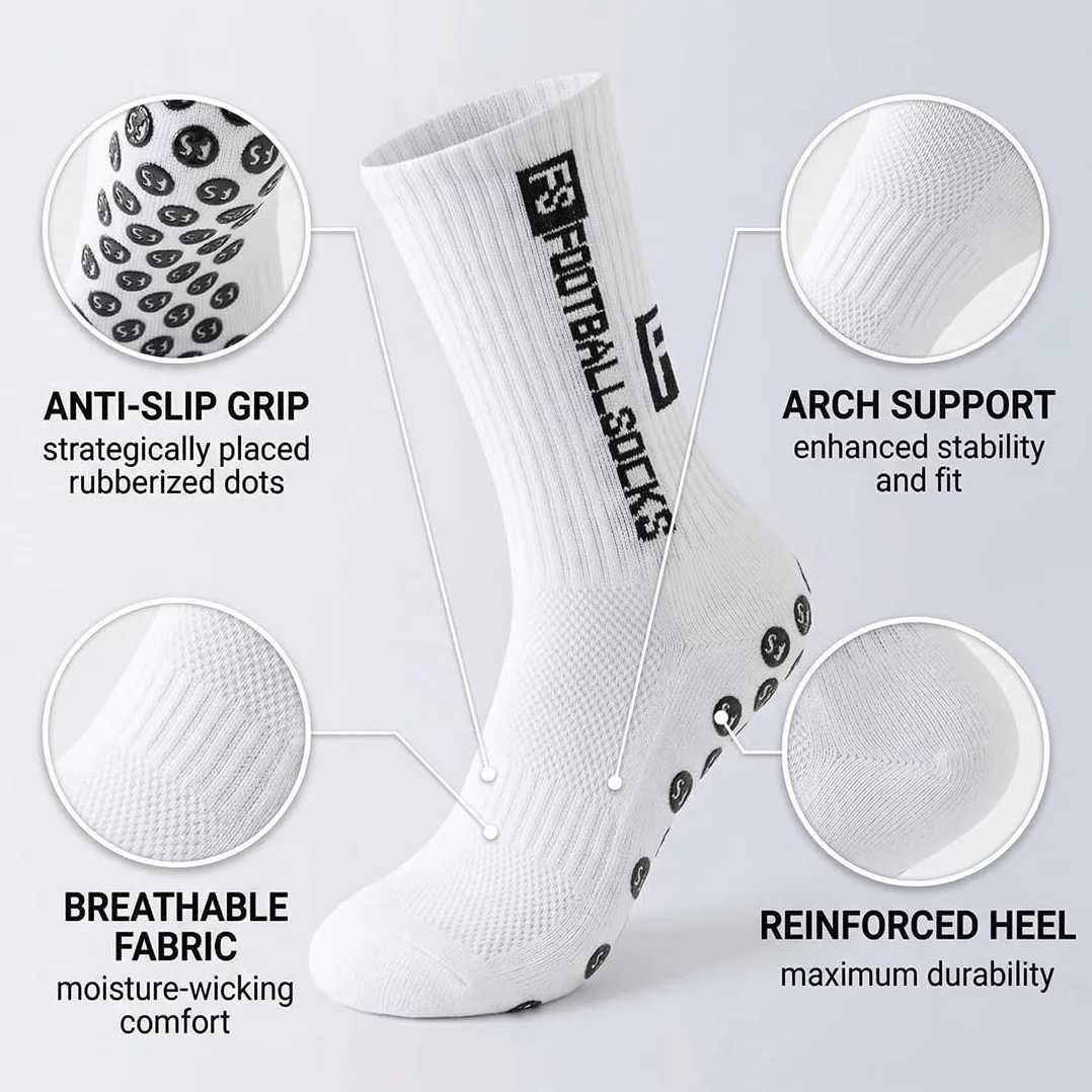 Chaussette Foot Enfant 3 Paires Antidérapantes Blanc Taille 33-39