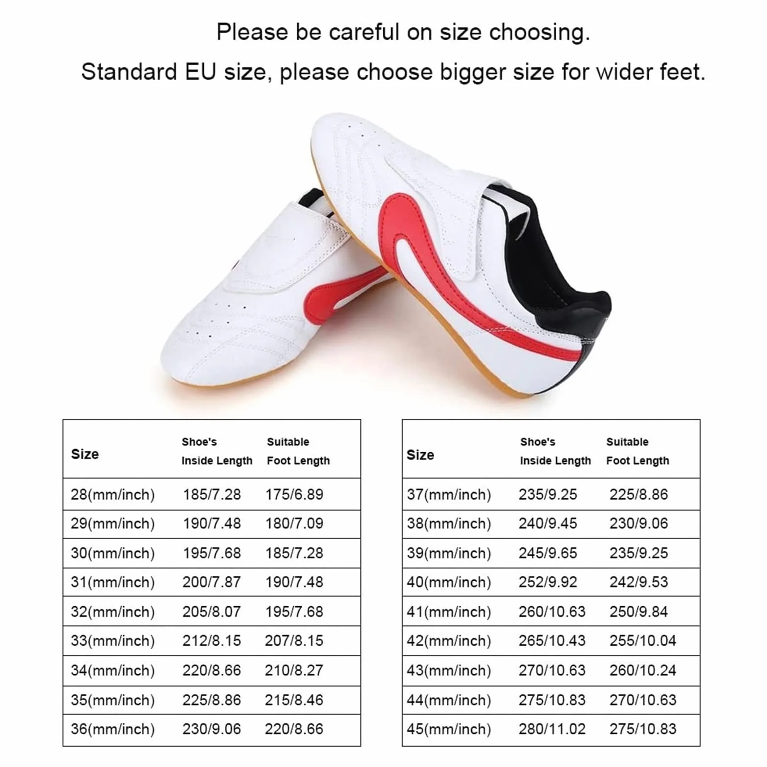 Chaussures de Taekwondo Unisexe Respirant Boxe Kung Fu Tai Chi Sport Légères pour Enfants Adultes 35 Blanc Rouge