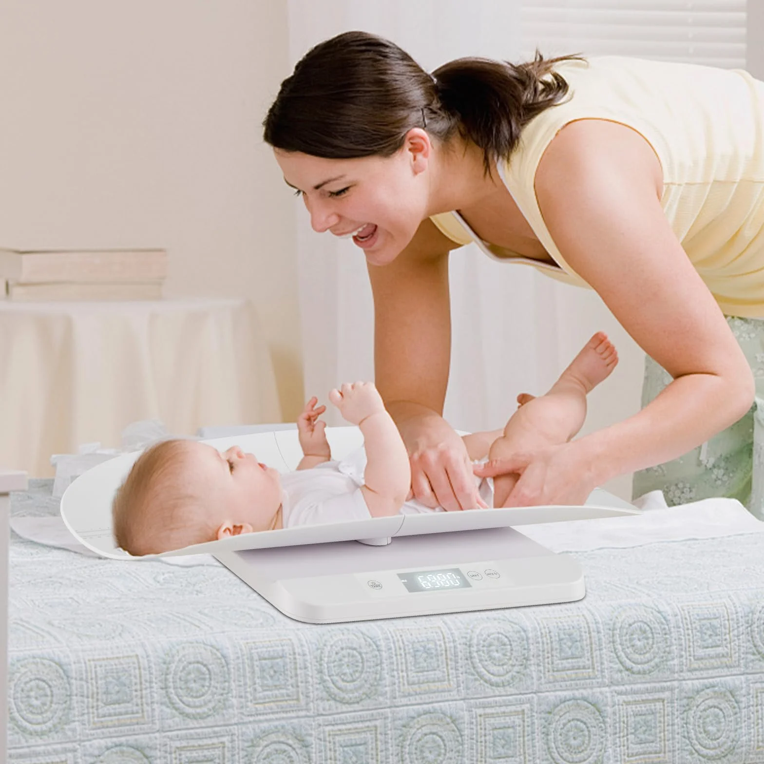 COSTWAY Pèse-bébé Numérique 150 kg Balance Électronique Précise 5 g avec Écran LED