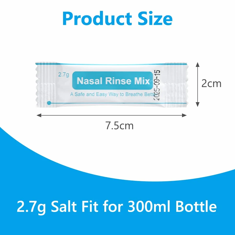Sachets Sel Nasal 120x2.7g pour Douche Nasale, Irrigation Nez, Kit Sinus Rinse