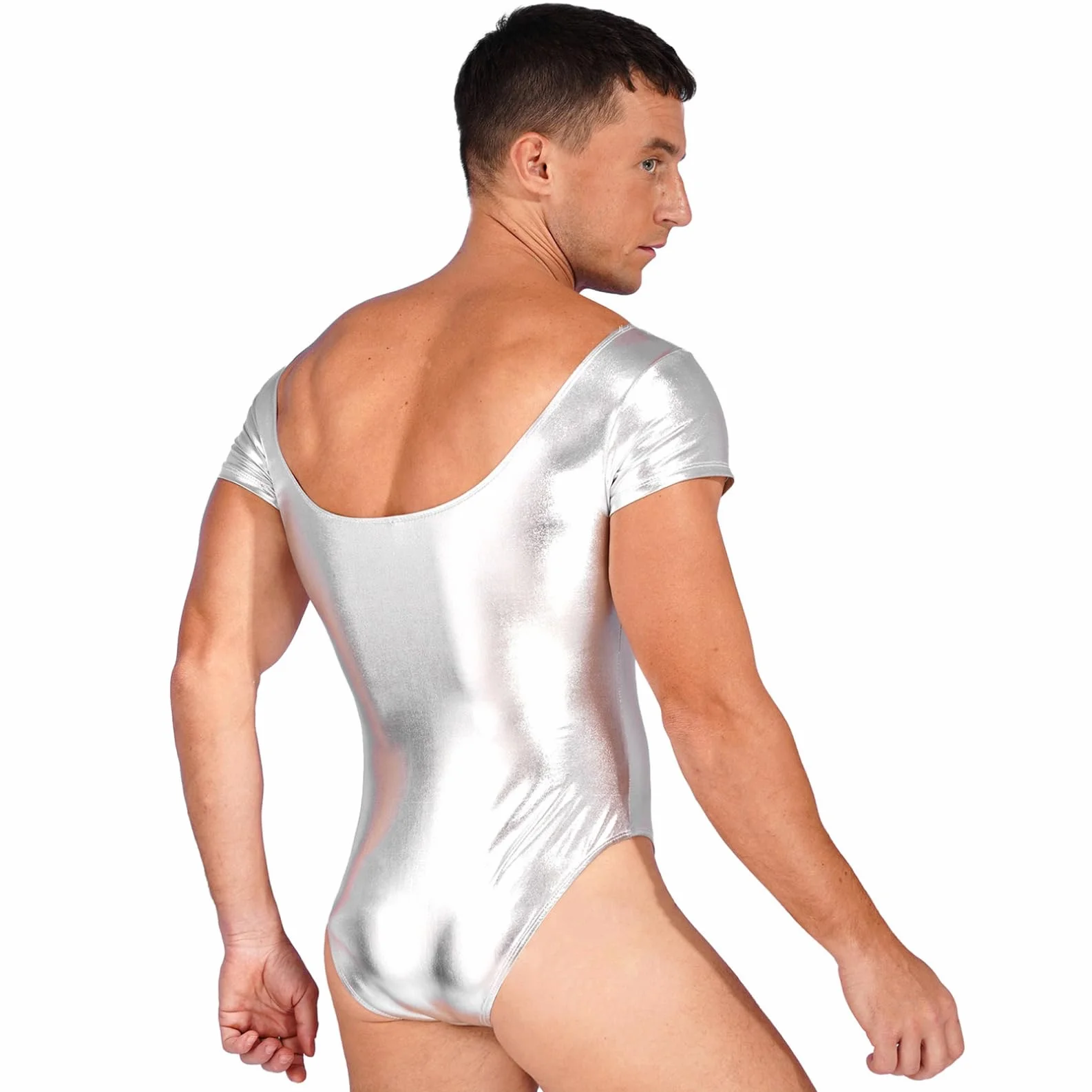 Ranrann Justaucorps Métallique Brillant Costume Danse Bodysuit L-3XL