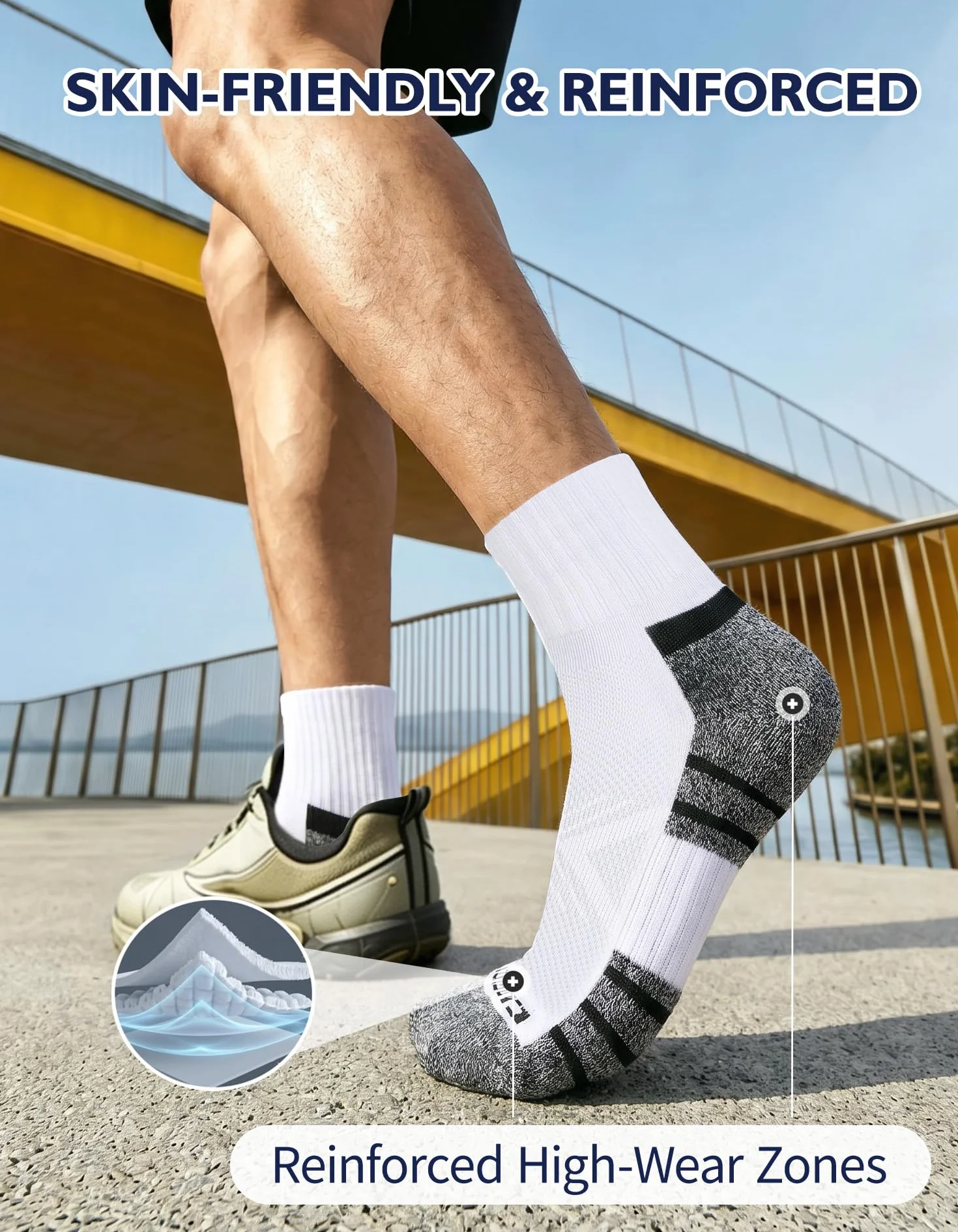 CLOSEMATE Chaussettes de Sport Homme Femme 39-42 43-46 47-50 Coton 6 Paires Respirantes Antidérapantes Running Randonnée