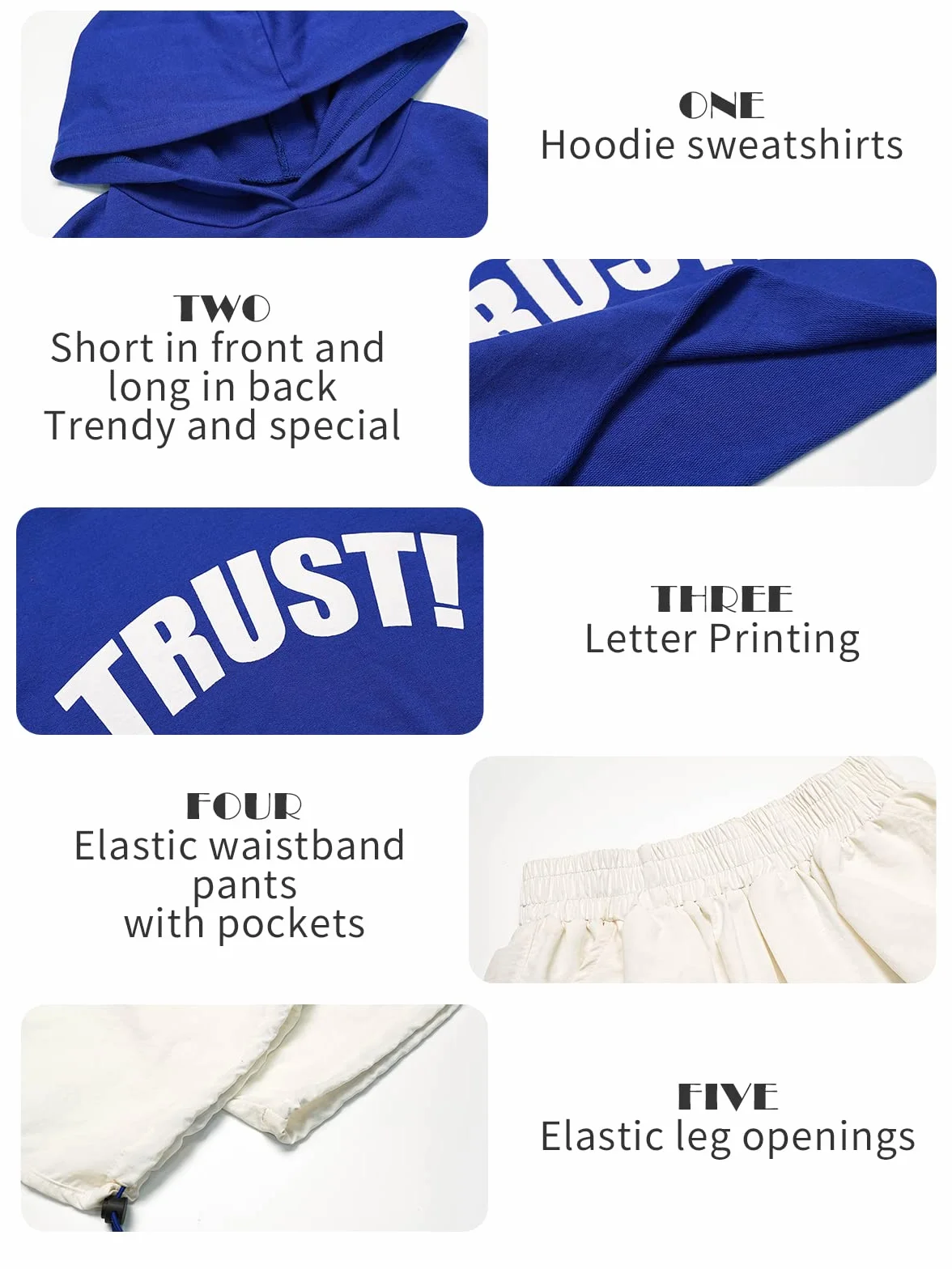 LOLANTA Ensemble de survêtement Hip Hop Enfants Sweat à capuche et pantalon jogging bleu