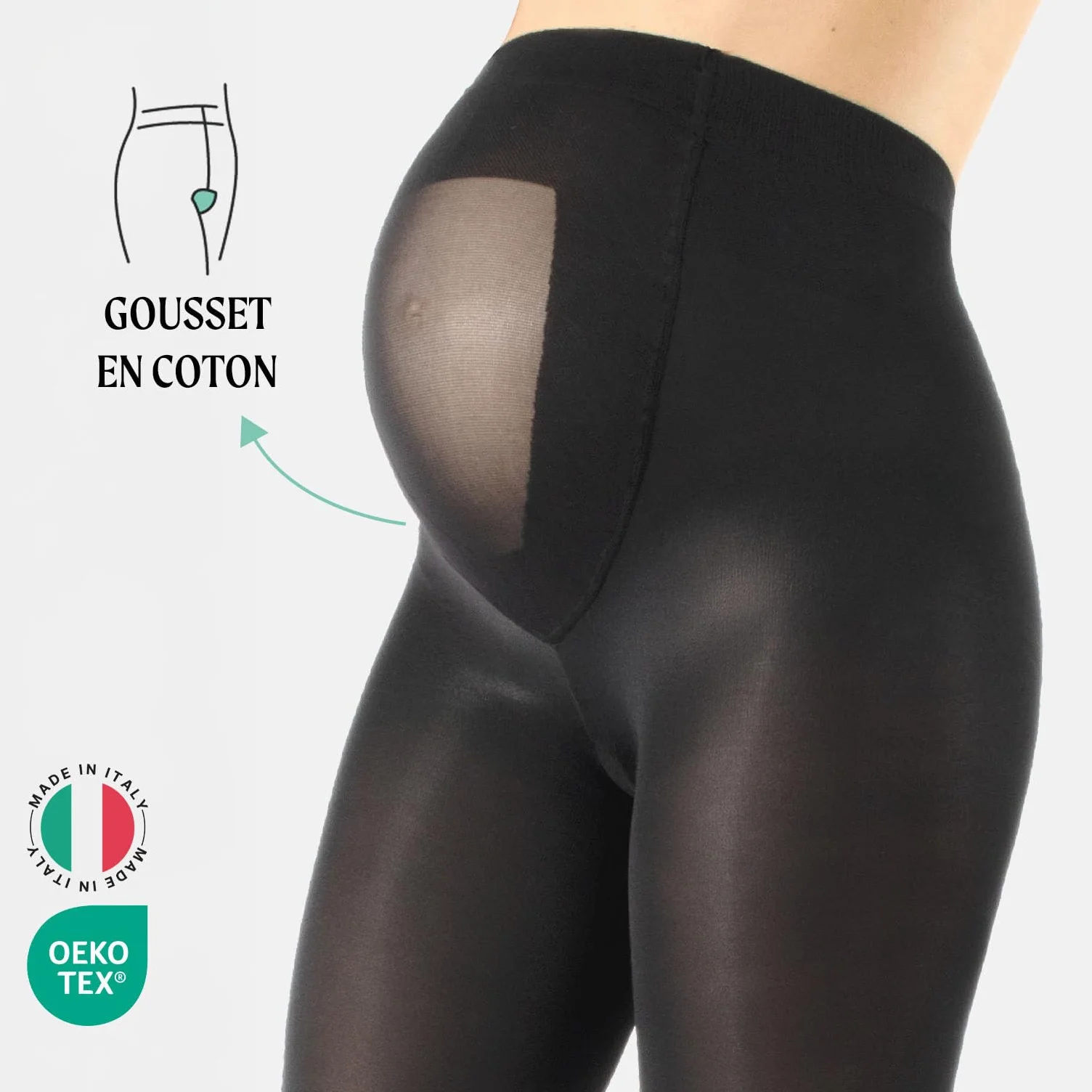 CALZITALY Collants Opaques de Grossesse Confort 100 DEN Fabriqué en Italie