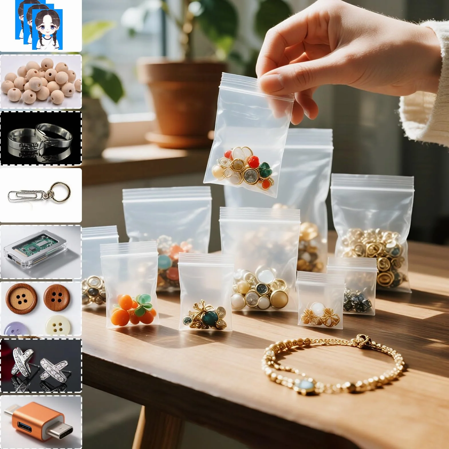 Sachets Zip Transparent 8x12 cm 200 Pièces Refermables pour Bijoux