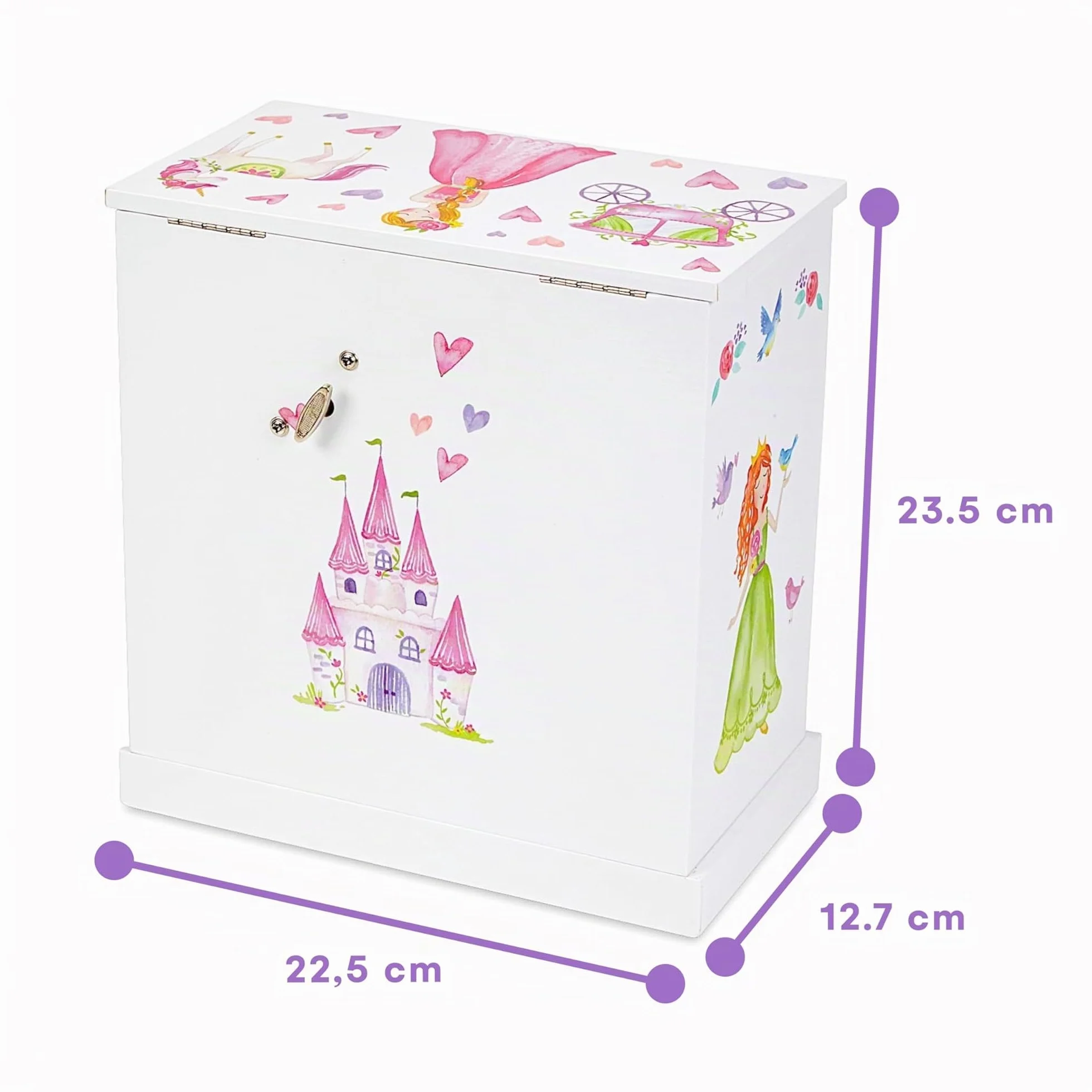 Jewelkeeper boîte à bijoux princesse musicale avec 3 tiroirs licorne château fées mélodie danse fée dragée