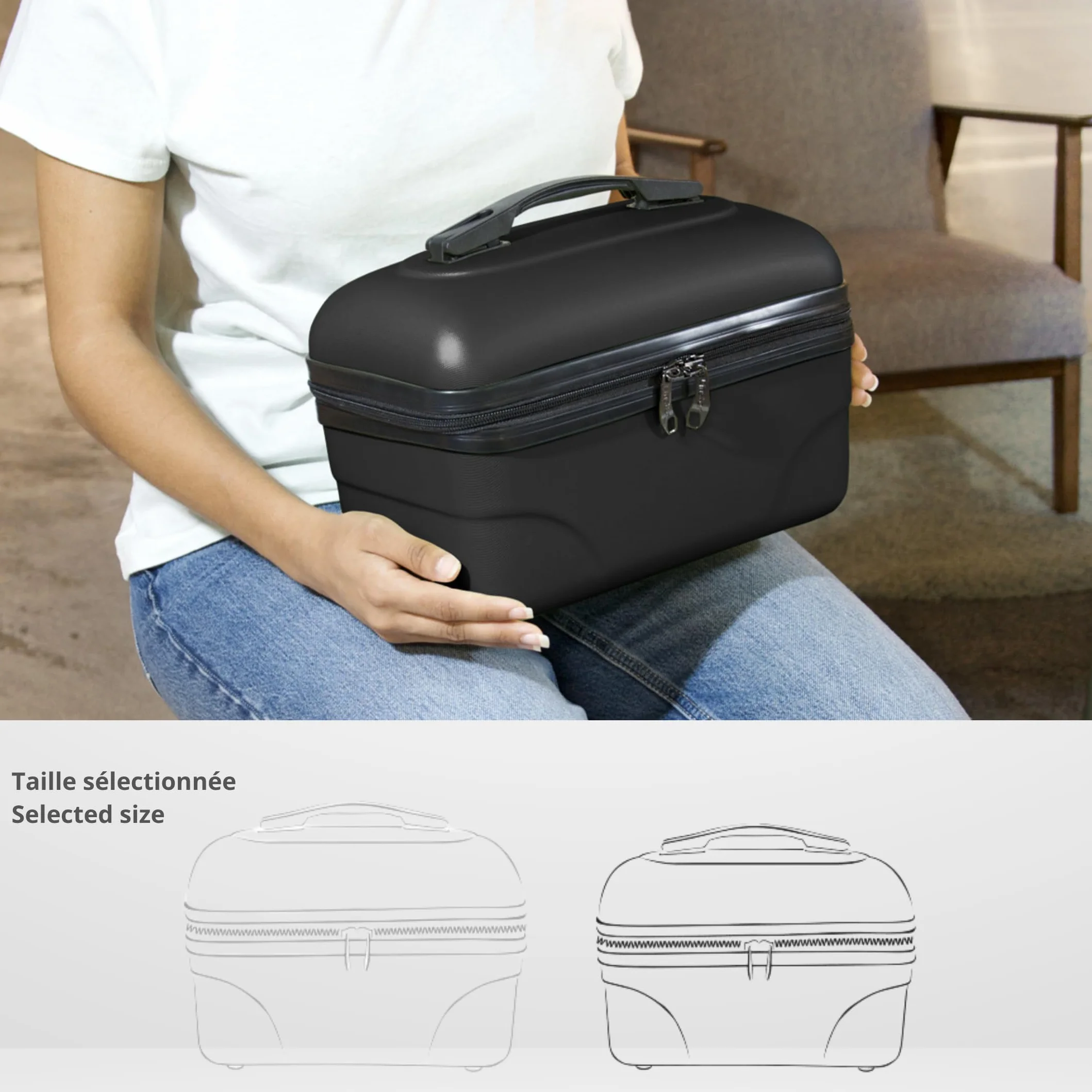 KINSTON Vanity Trousse de Toilette Cosmétiques Rigide avec Poignée Organisateur de Voyage Grande Capacité Noir