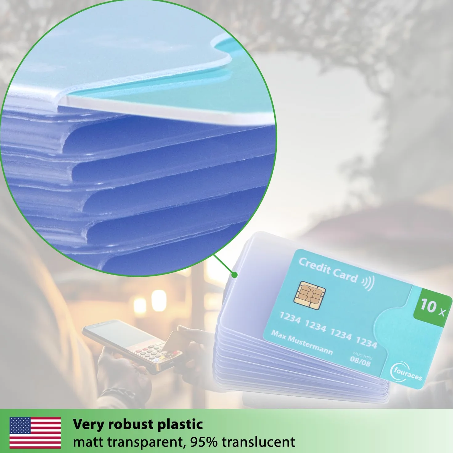 fouraces Protege Carte bancaire 10 pièces Transparent étui Rigide pour Carte navigo, Carte Bleu