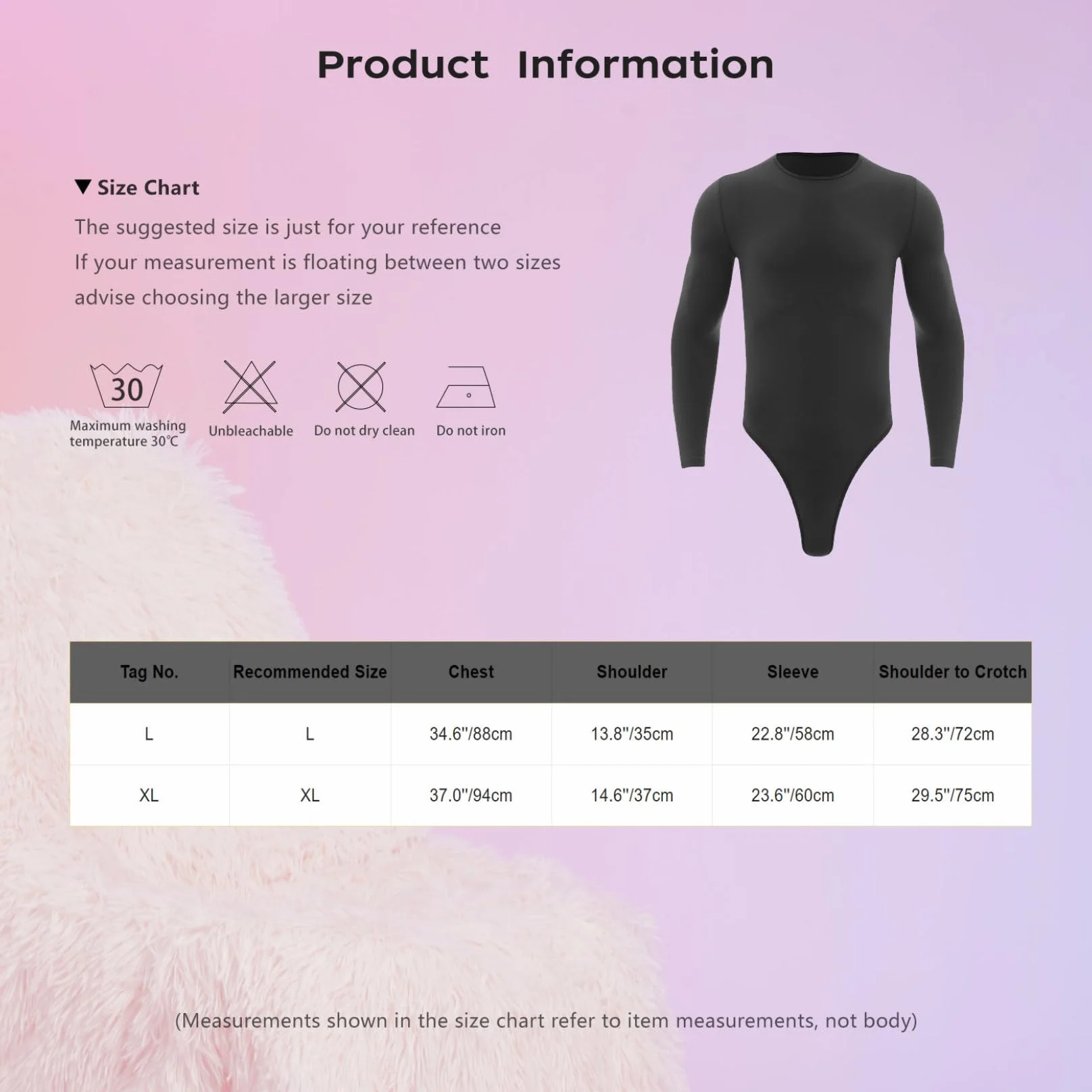 Body String Homme Justaucorps Danse Sport Combinaison Manches Longues Noir L-XL