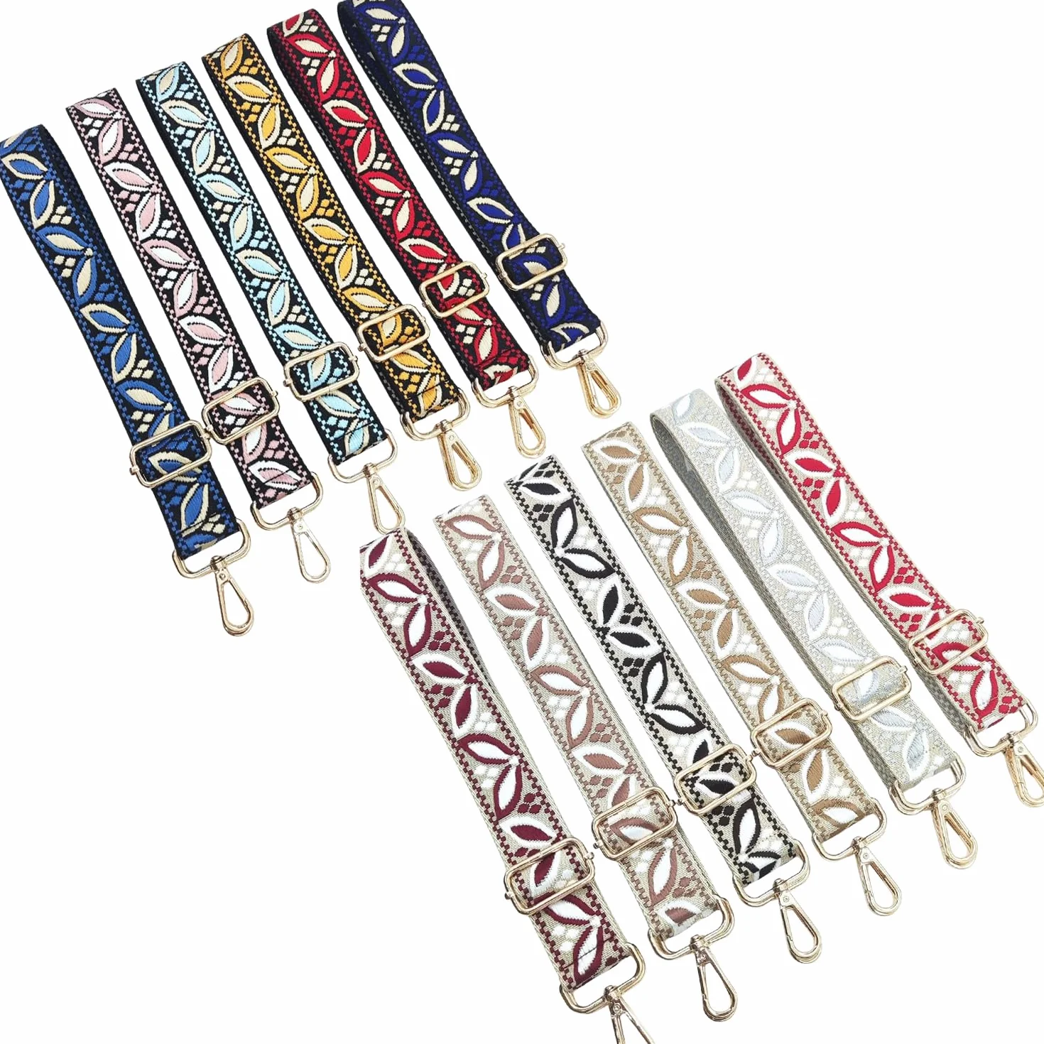 Sangle Large Sac Bandoulière Remplacement Réglable 3.8cm Mousqueton Dorée Beige-Marron Foncé