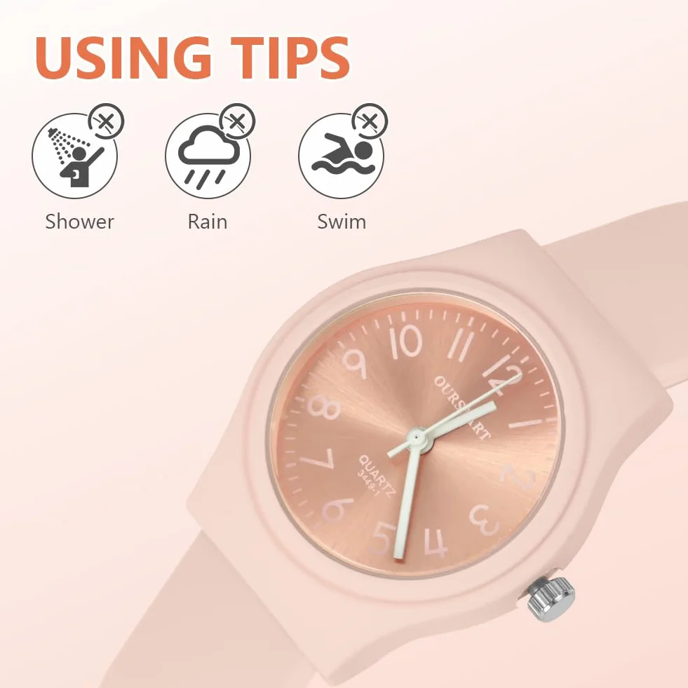OFFCUP Montre Femme Bracelet Silicone 38 mm Sport Analogique Quartz Cadran Facile à Lire