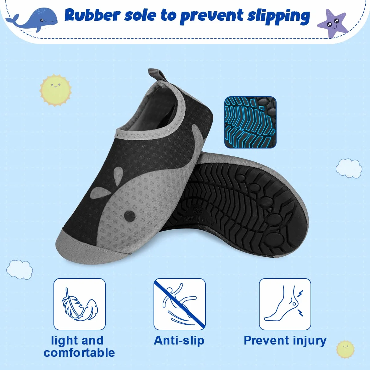 WateLves Enfant Chaussures Aquatiques Fille Garçon Chaussons de Plongée Antidérapant Pieds Nus d'eau