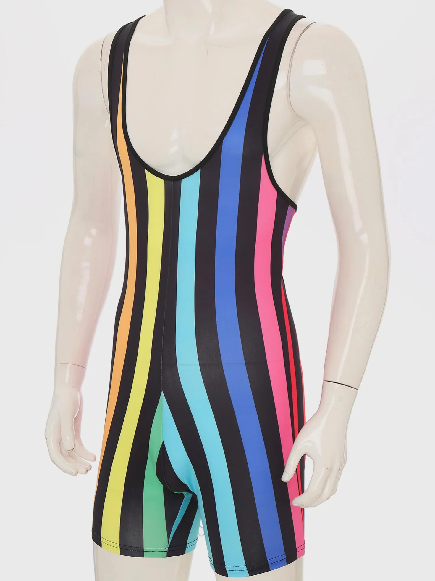 IEFIEL Homme Rayé Singlet Body Justaucorps Fitness Haltérophilie Combinaison Athlétique M-XXL