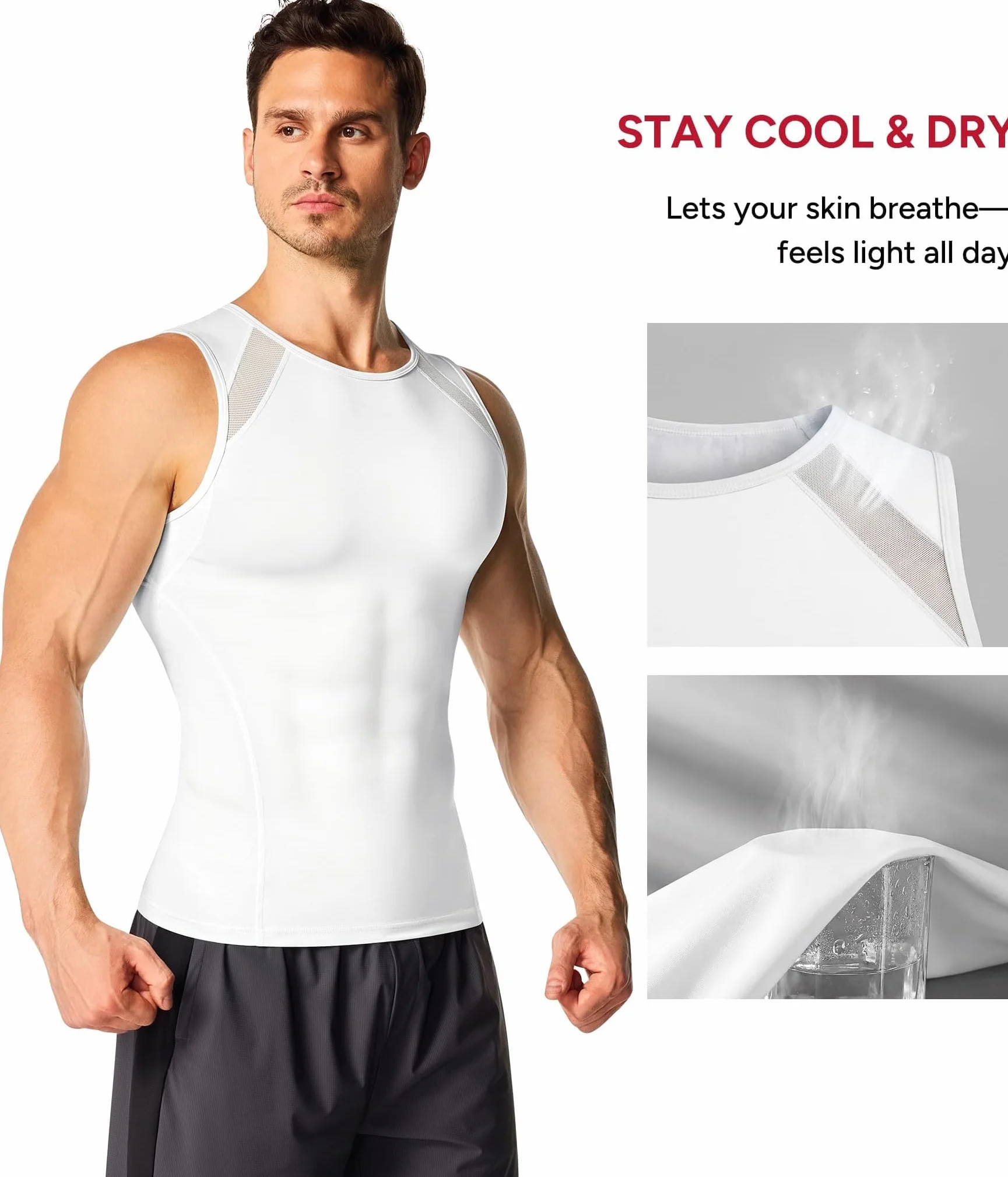 Nebility Compression Débardeur Gainant Homme Gaine Ventre Plat T Shirt Invisible Body Shaper