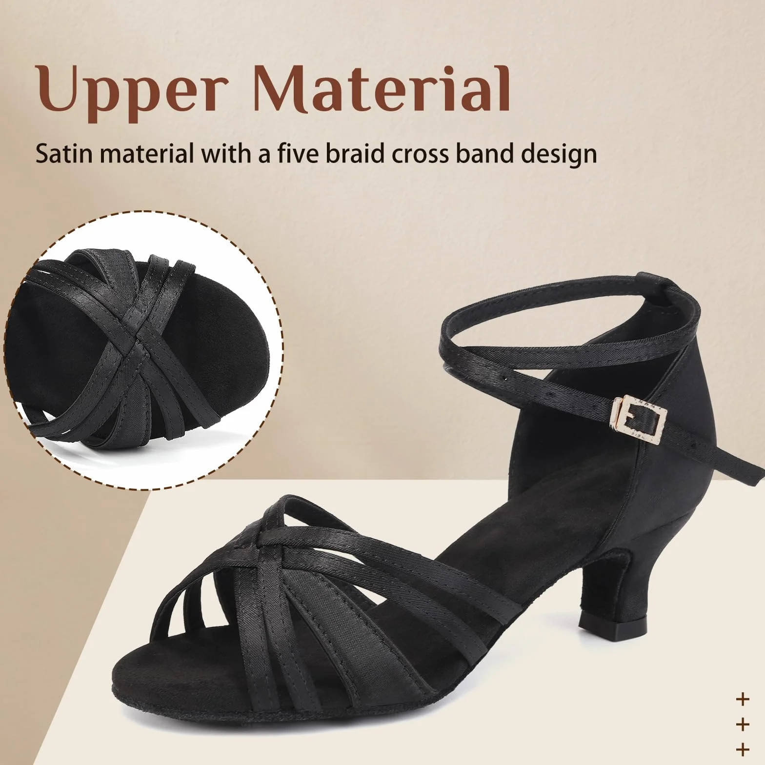 Chaussures de Danse Latine Femme 5cm Satin Bout Ouvert Salsa Tango Bachata Modèle-811