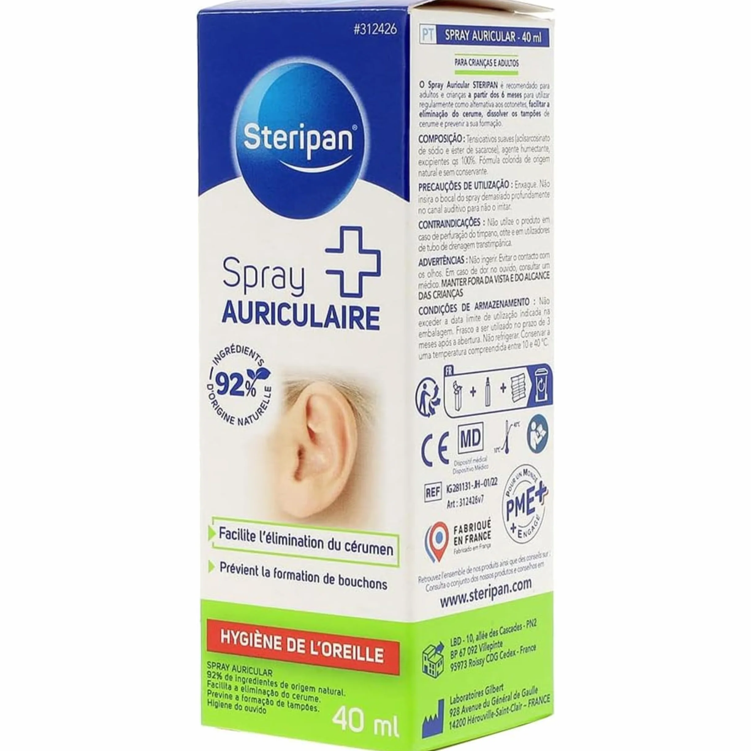 Spray Auriculaire Steripan - Élimination du Cérumen 92% Ingrédients Naturels - Prévient les Bouchons