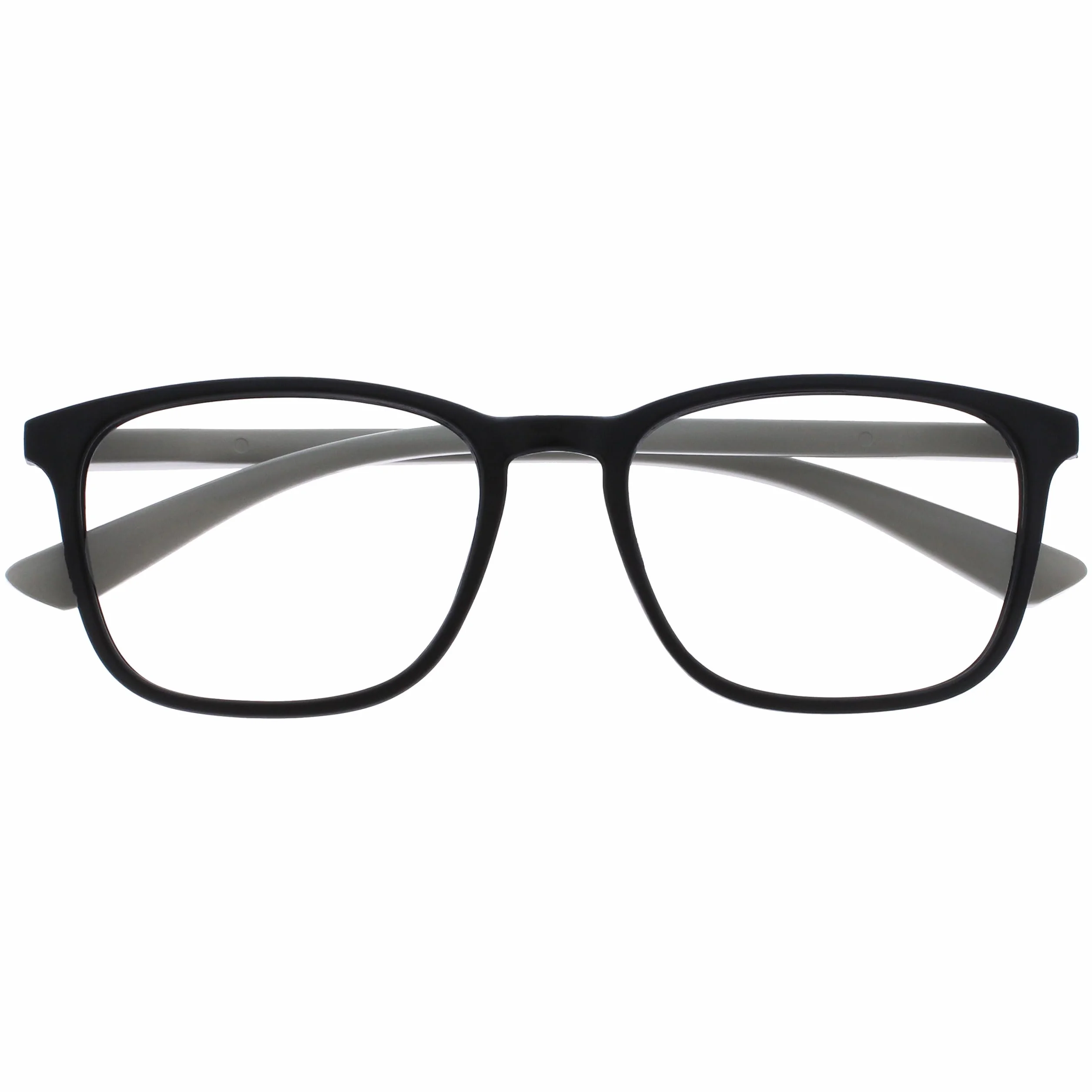 Lunettes de Lecture OPULIZE Max +2,50 Monture Large Rectangulaire Noir Mat Branches Grises
