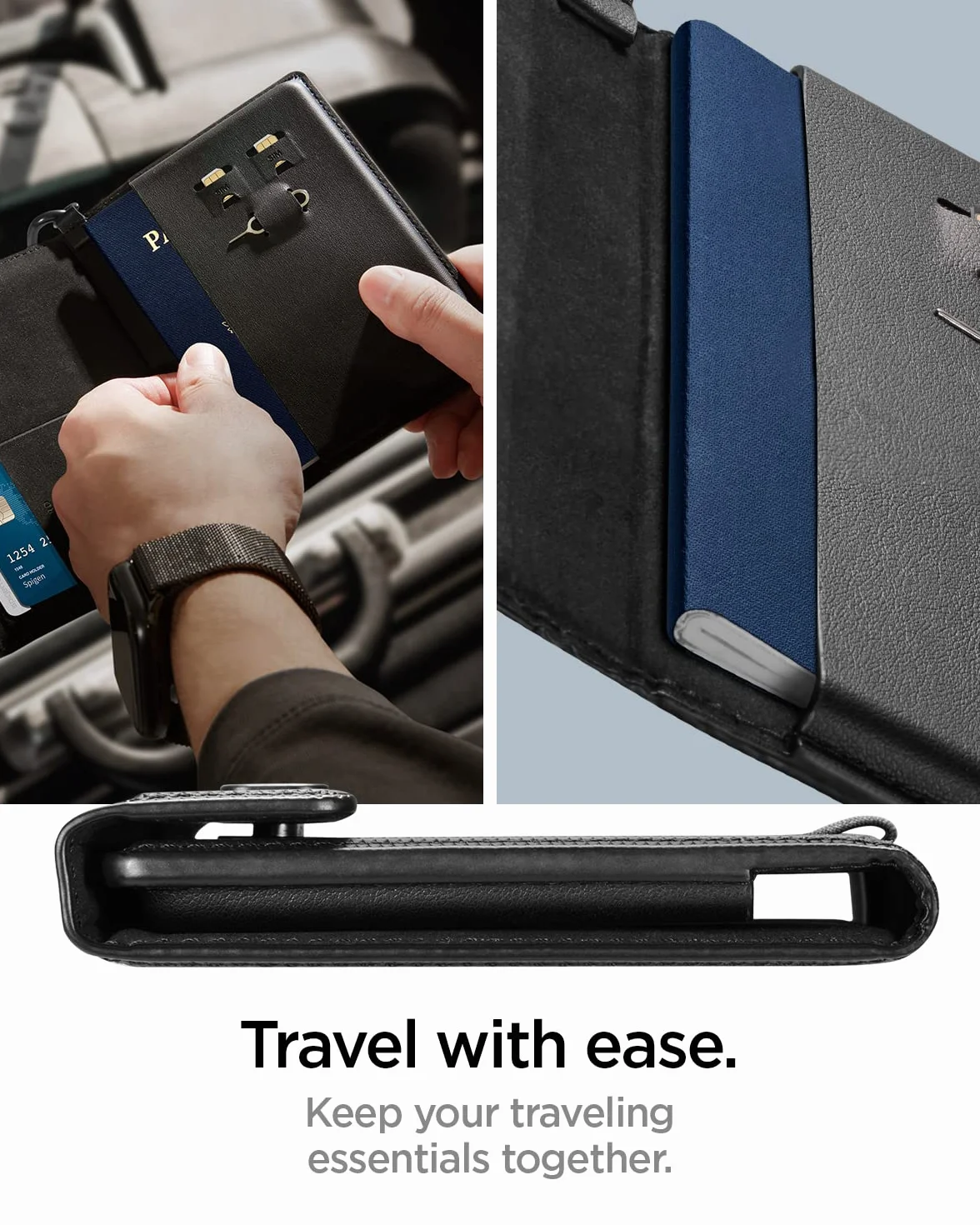 Spigen Étui Anti RFID Porte-Passeport en Similicuir