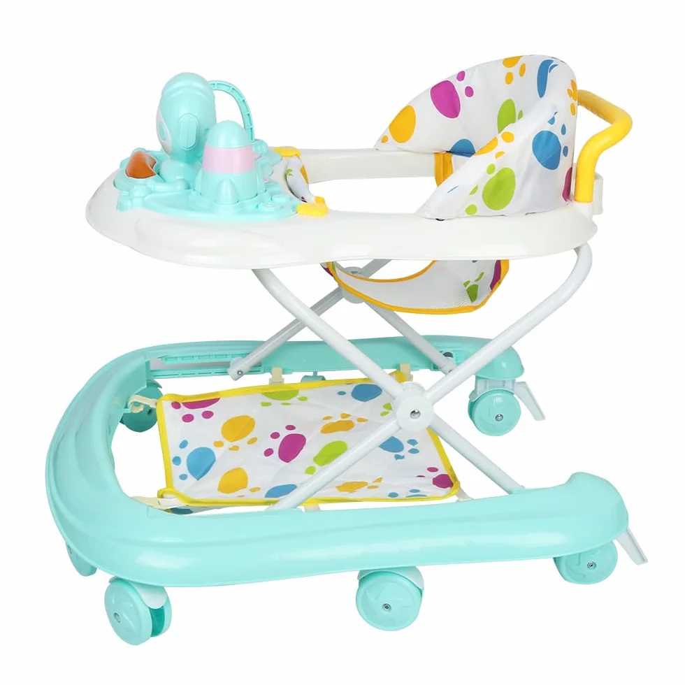 Trotteur Bébé Évolutif 3 en 1, Pliable avec Hauteur Réglable, Siège Amovible, Centre d'Activités 6+ Mois, Charge 12KG