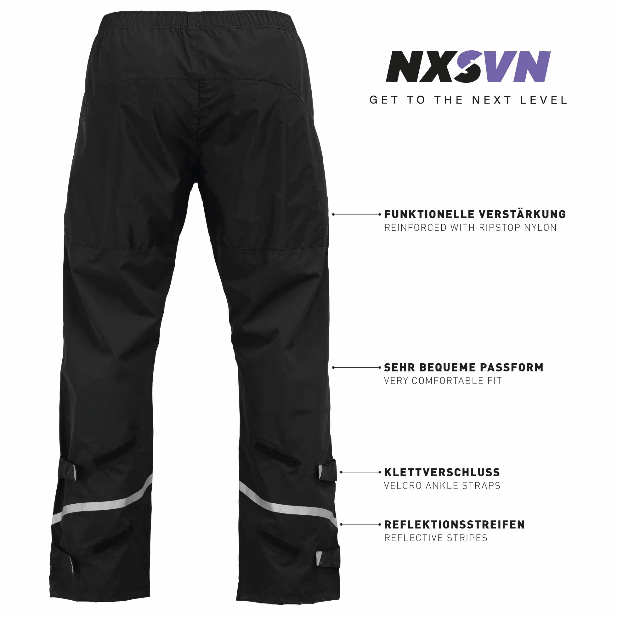 Rubberneck NXSVN Pantalon de Pluie Imperméable Respirant Visibilité Bandes Réfléchissantes 3M
