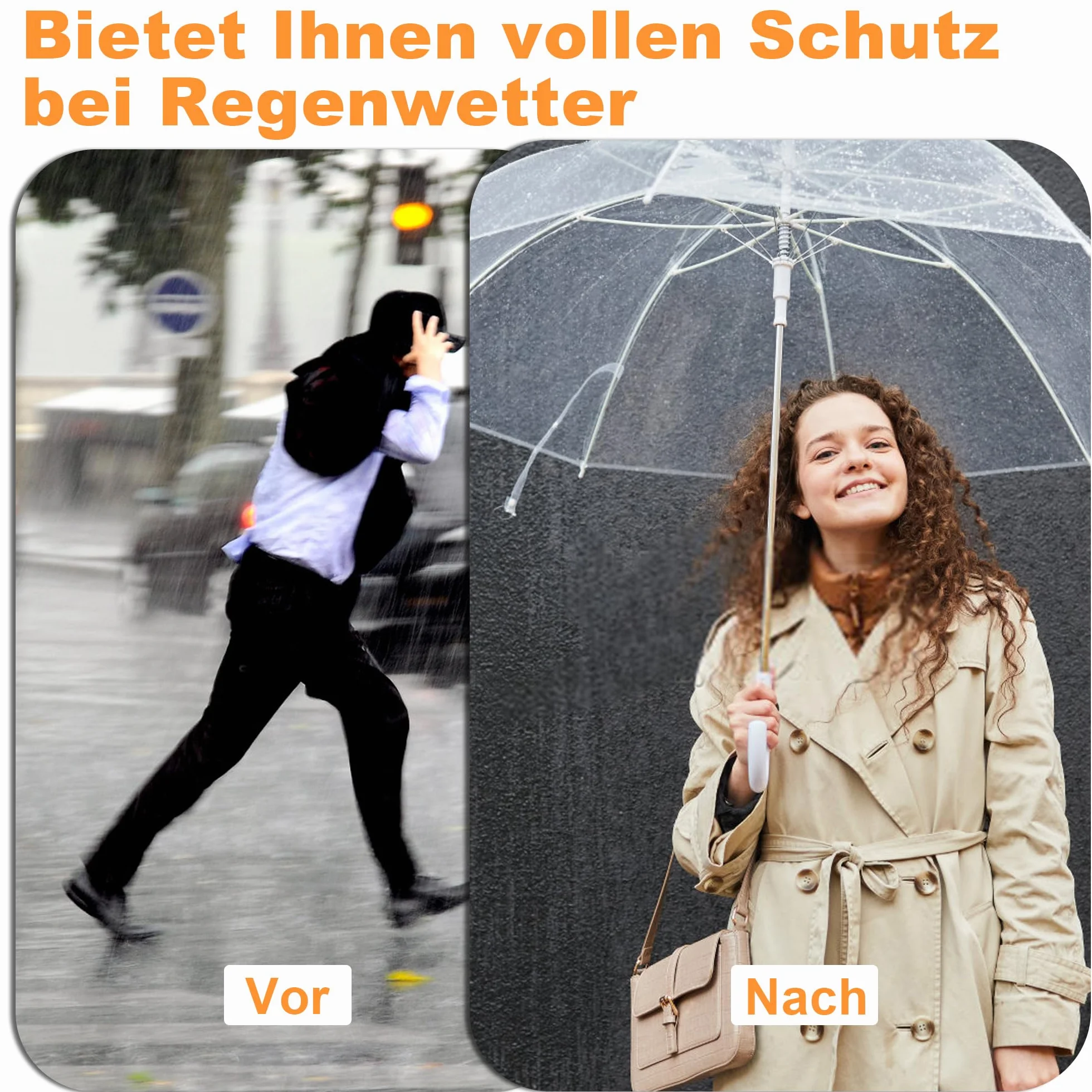 Parapluie transparent automatique 100 cm lot de 6 pour une personne