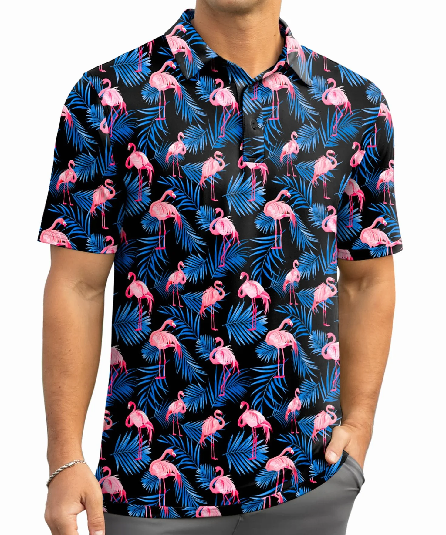 QIXING Polo de golf homme anti-humidité manches courtes séchage rapide