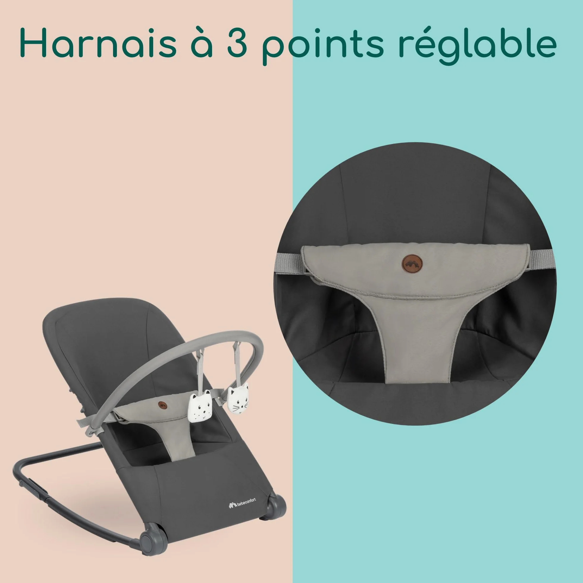 Bebeconfort Aster transat bébé pliable ultra compact 0–2 ans 2,7 kg Tinted Graphite