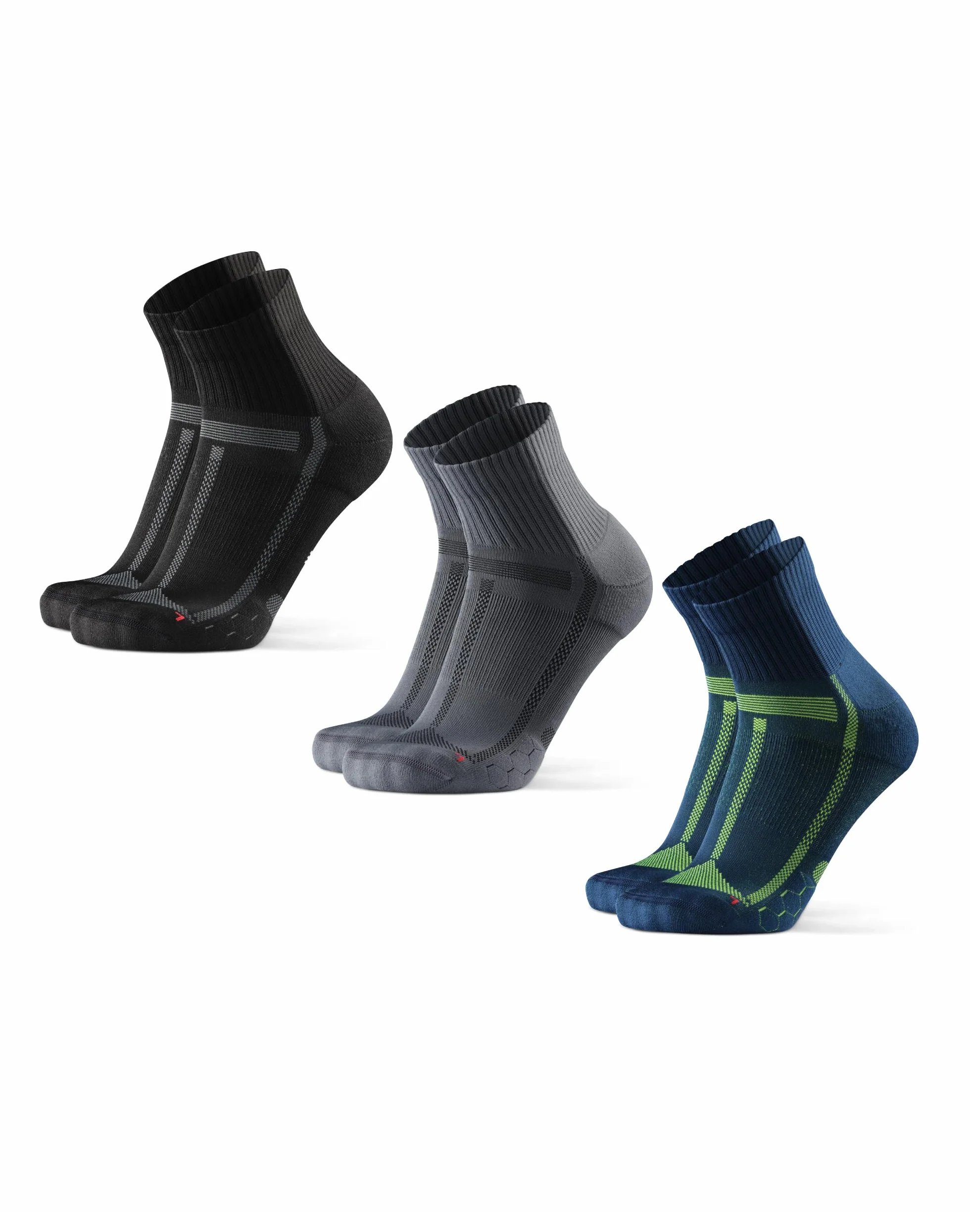 DANISH ENDURANCE Chaussettes de Running Longue Distance Anti-Ampoules Respirantes Longueur Quart Lot de 3