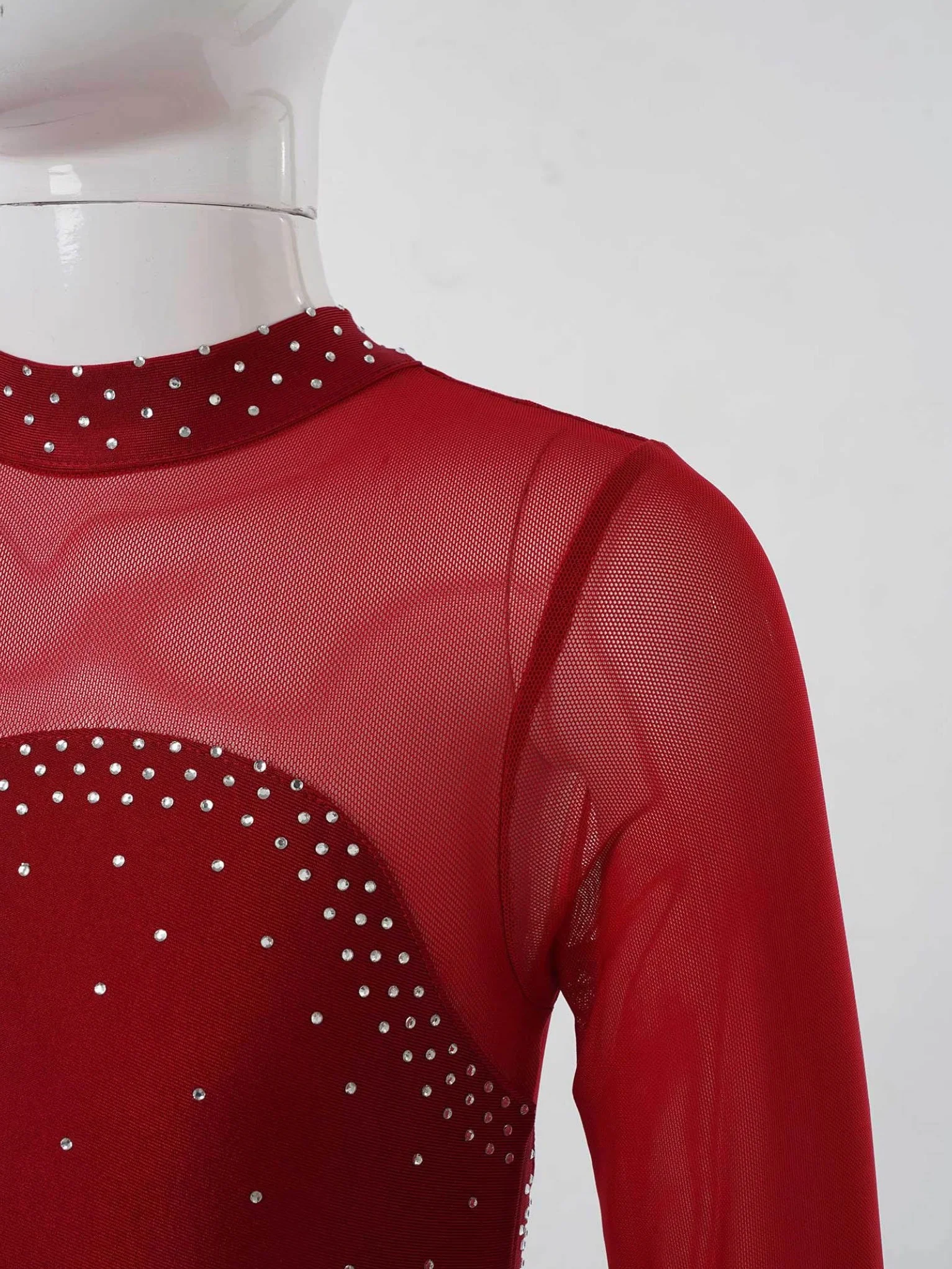Robe Patinage Artistique Strass Brillant Justaucorps Manches Longues Tenue Danse Gymnastique Enfant Fille 5-16 Ans