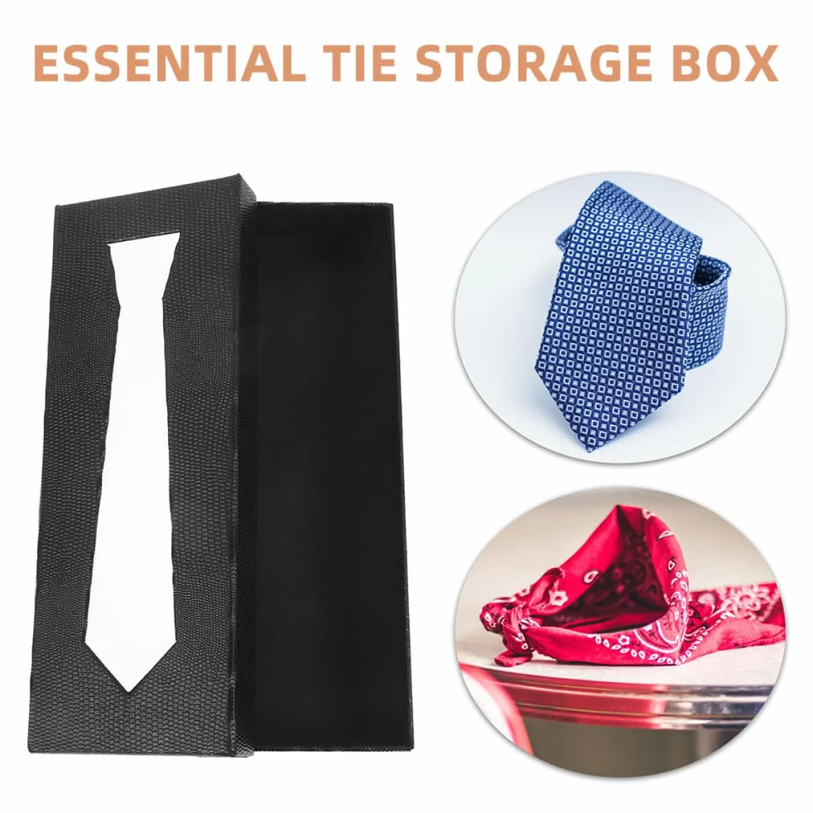 DEARMAMY Boîte À Cravates Élégante Coffret Cadeau En Carton Robuste Rangement Compact Pour Voyage