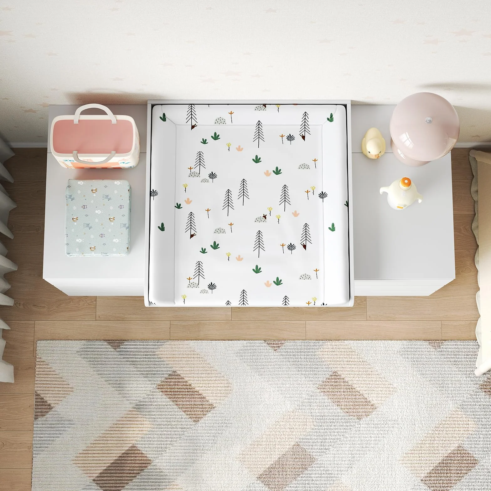 WOLTU Plan à Langer pour Commode, Plateau à Langer Universel, MDF, Blanc, 160 x 80 x 10 cm