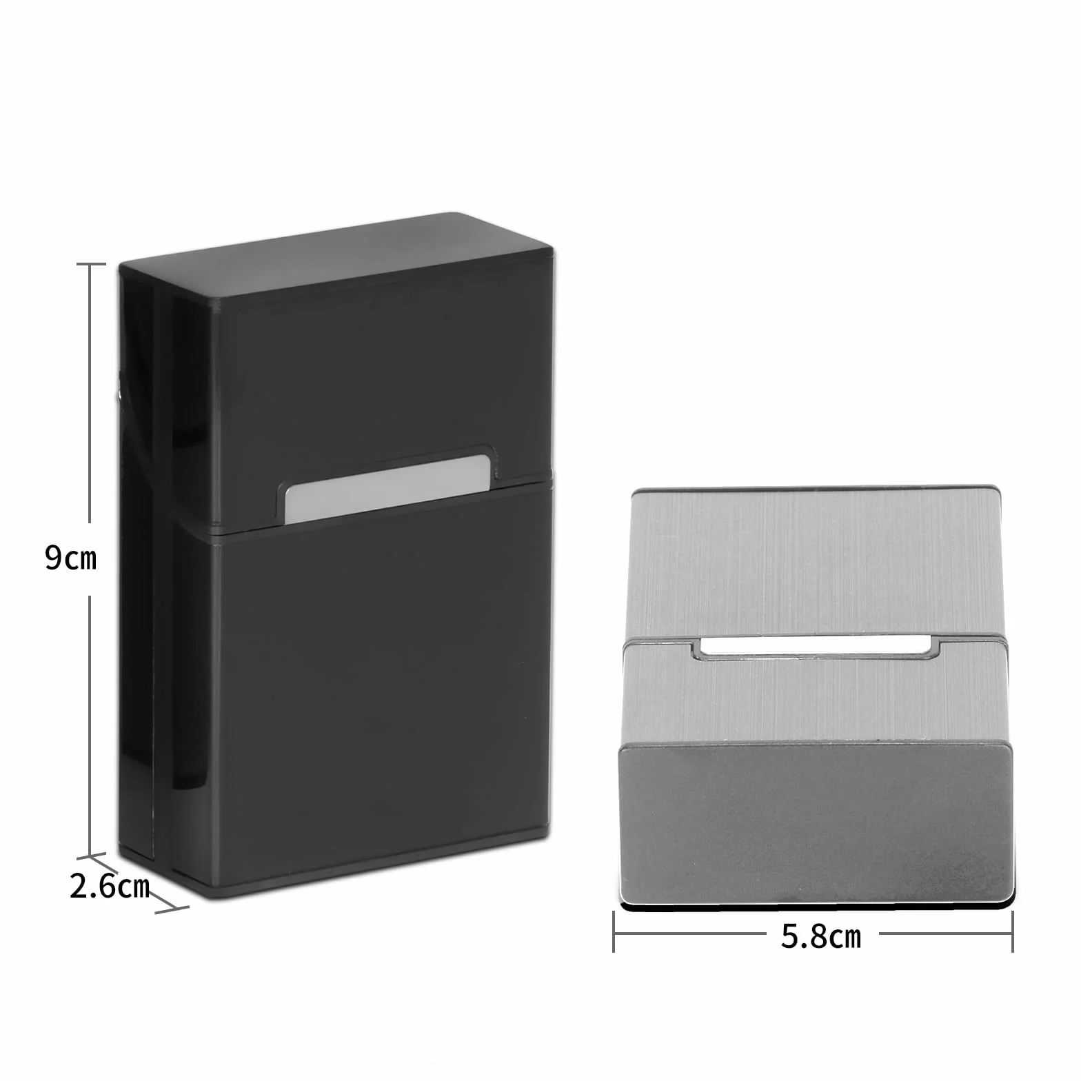 Etui à Cigarettes Aimanté Aluminium Gris Noir Homme Femme