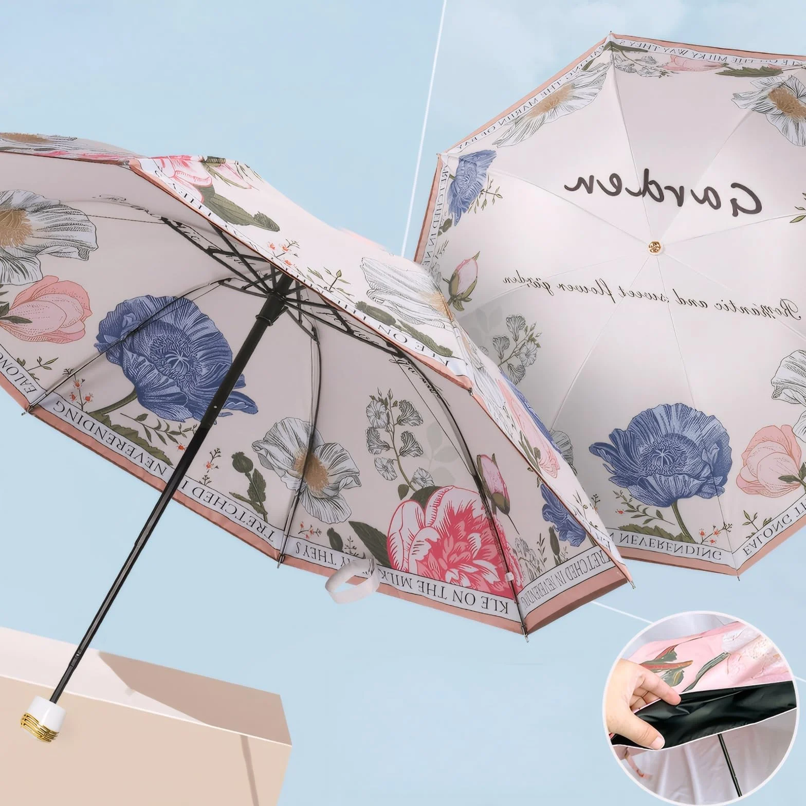Parapluie UPF50+ Protection UV Double Couche Imperméable Coupe-Vent pour Femmes
