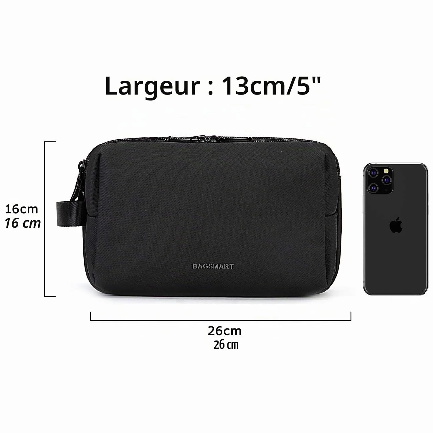 BAGSMART Trousse de Toilette Homme Voyage Imperméable Sac de Rasage Noir