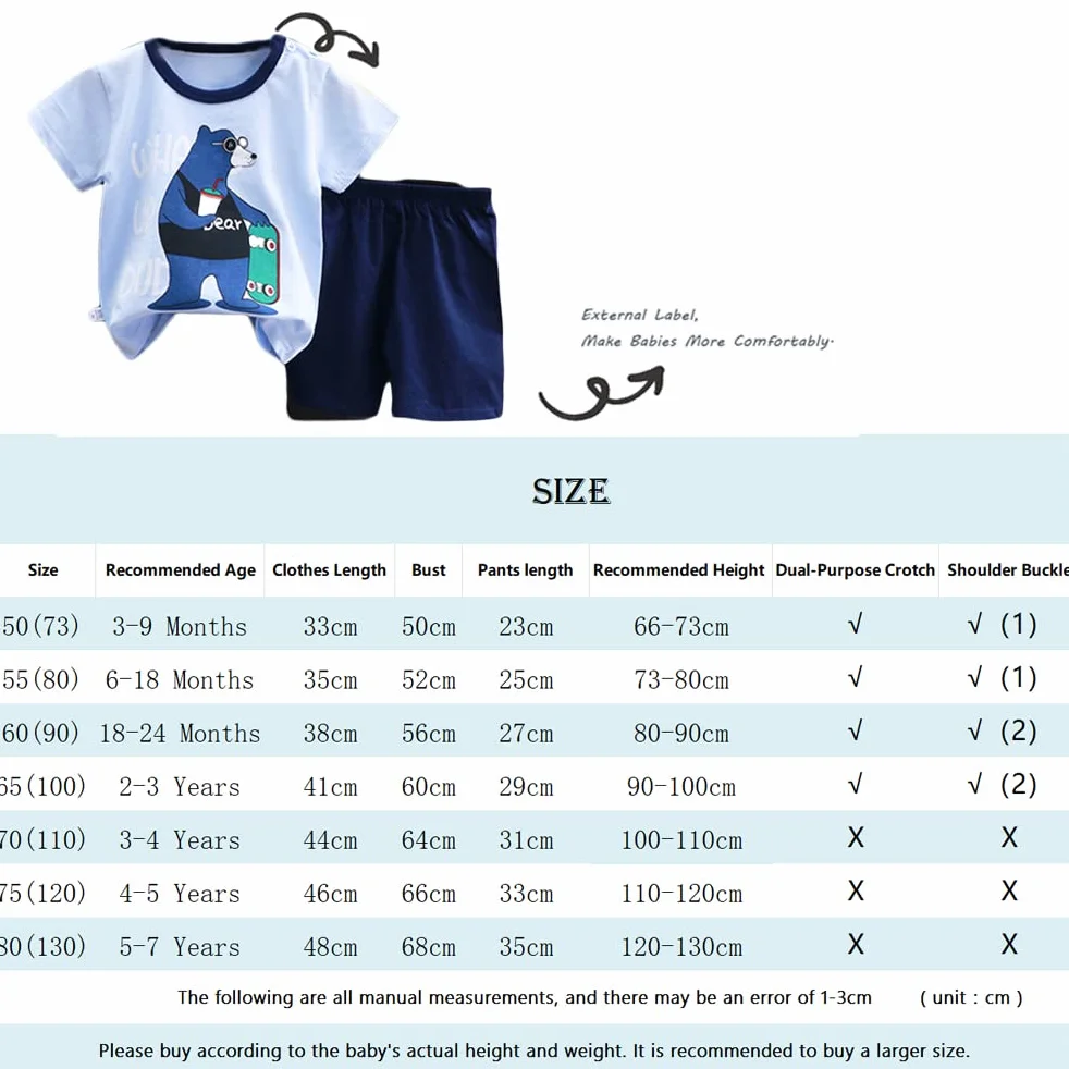 Ensemble Bébé Garçon Enfant T-Shirt Short Manches Courtes Lot 3 Ensembles 6 Pièces Tailles 50-130 3 Mois-7 Ans