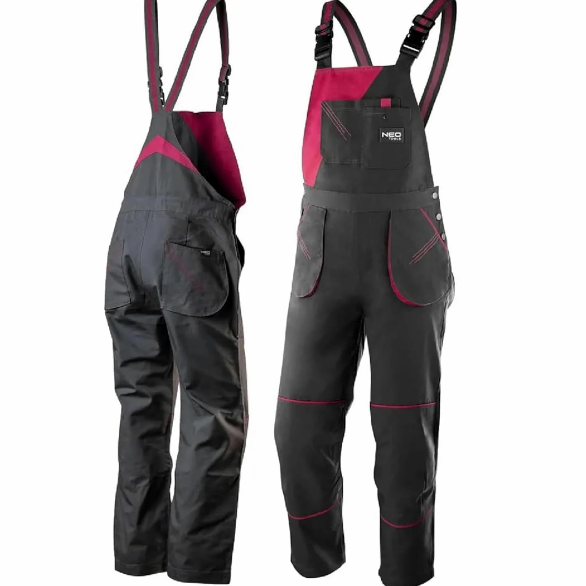 NEO TOOLS Salopette de travail pour femme Line Taille S à XXL Tissu en coton polyester Bretelles élastiques Poches ISO 13688:2014