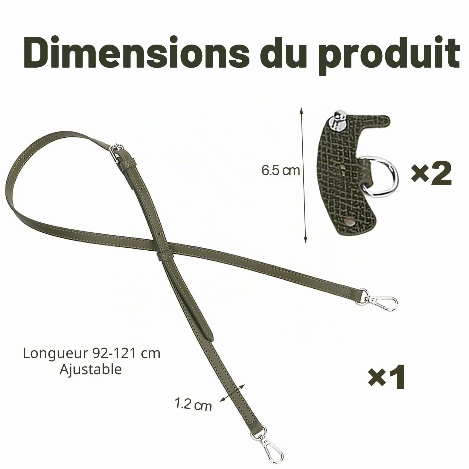 Bandoulière Compatible avec Longchamp, Bandoulière Sac Réglable, Vert Foncé