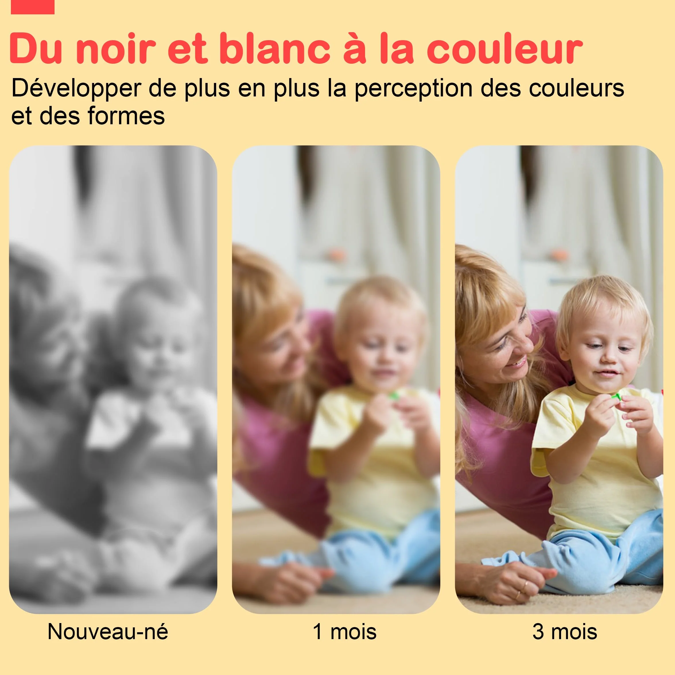 Livre Tissu Bébé Noir et Blanc Montessori Haute Contraste Sensoriel 0-3-6-12 Mois Jouet Eveil