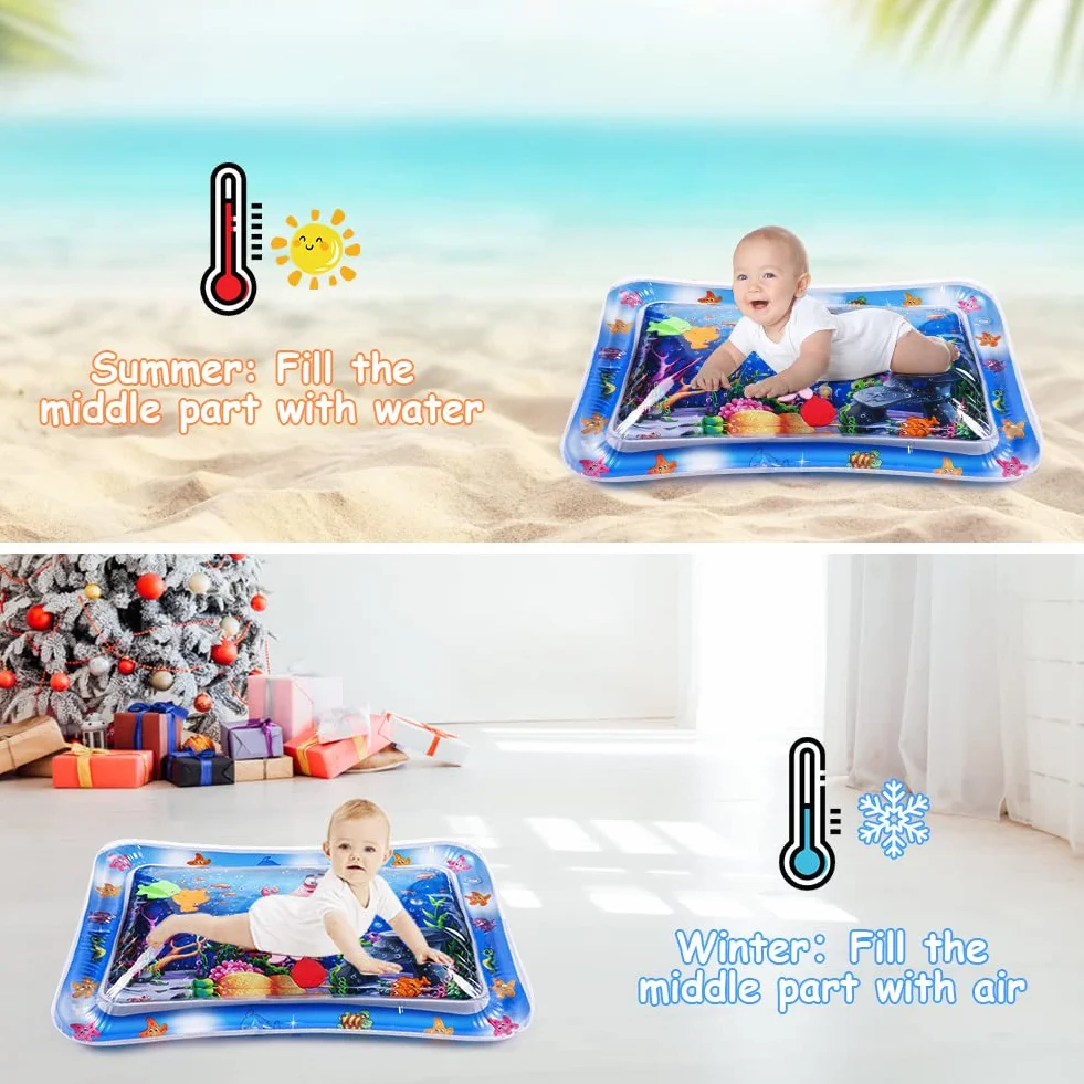 Aolso Gonflable Tummy Time Tapis d'eau Tapis de Jeu Sensoriel Nourrissons Tout-petits 3 6 9 mois