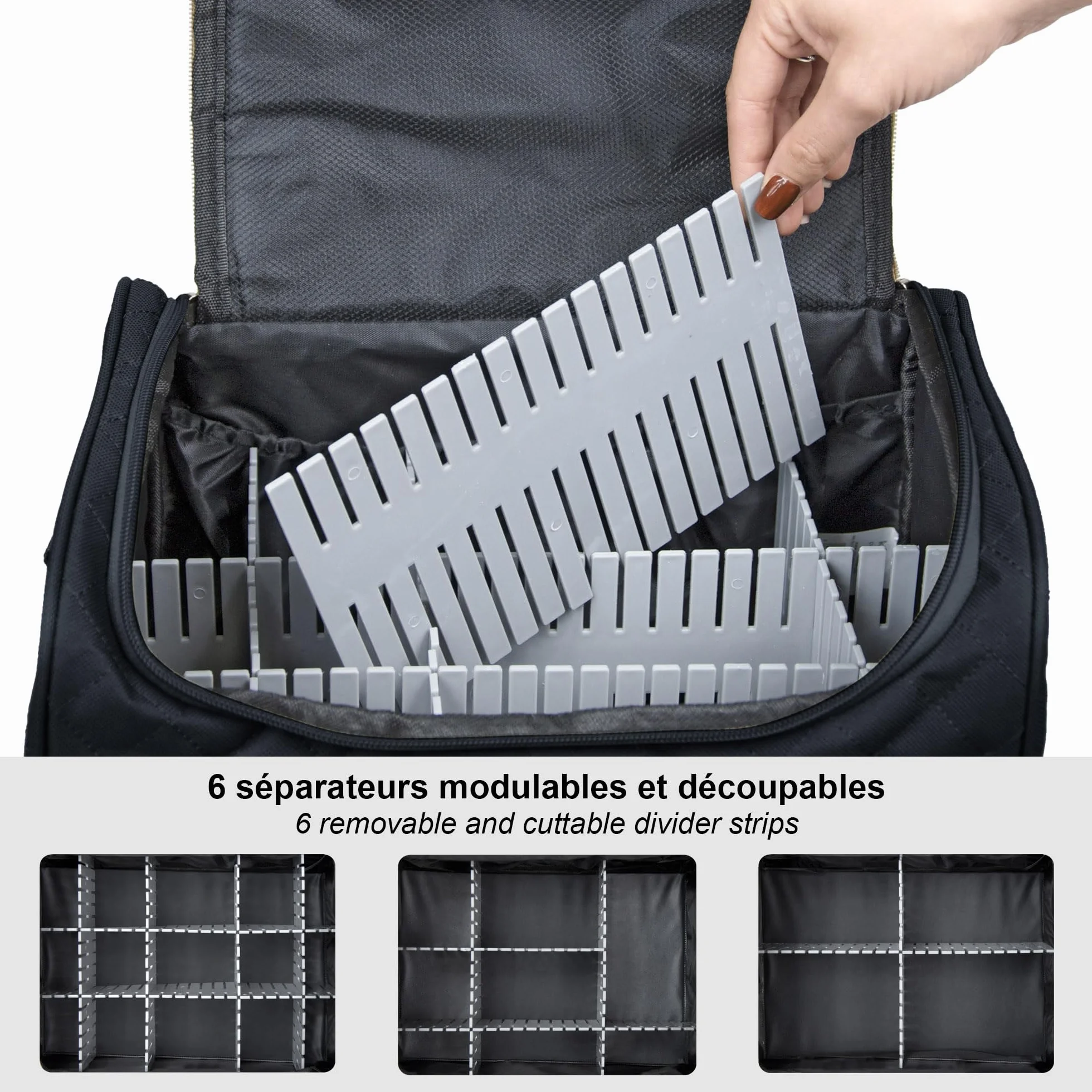KINSTON Vanity avec Séparateurs Amovibles Trousse de Toilette Cosmétiques Organisateur de Voyage à Suspendre Grande capacité