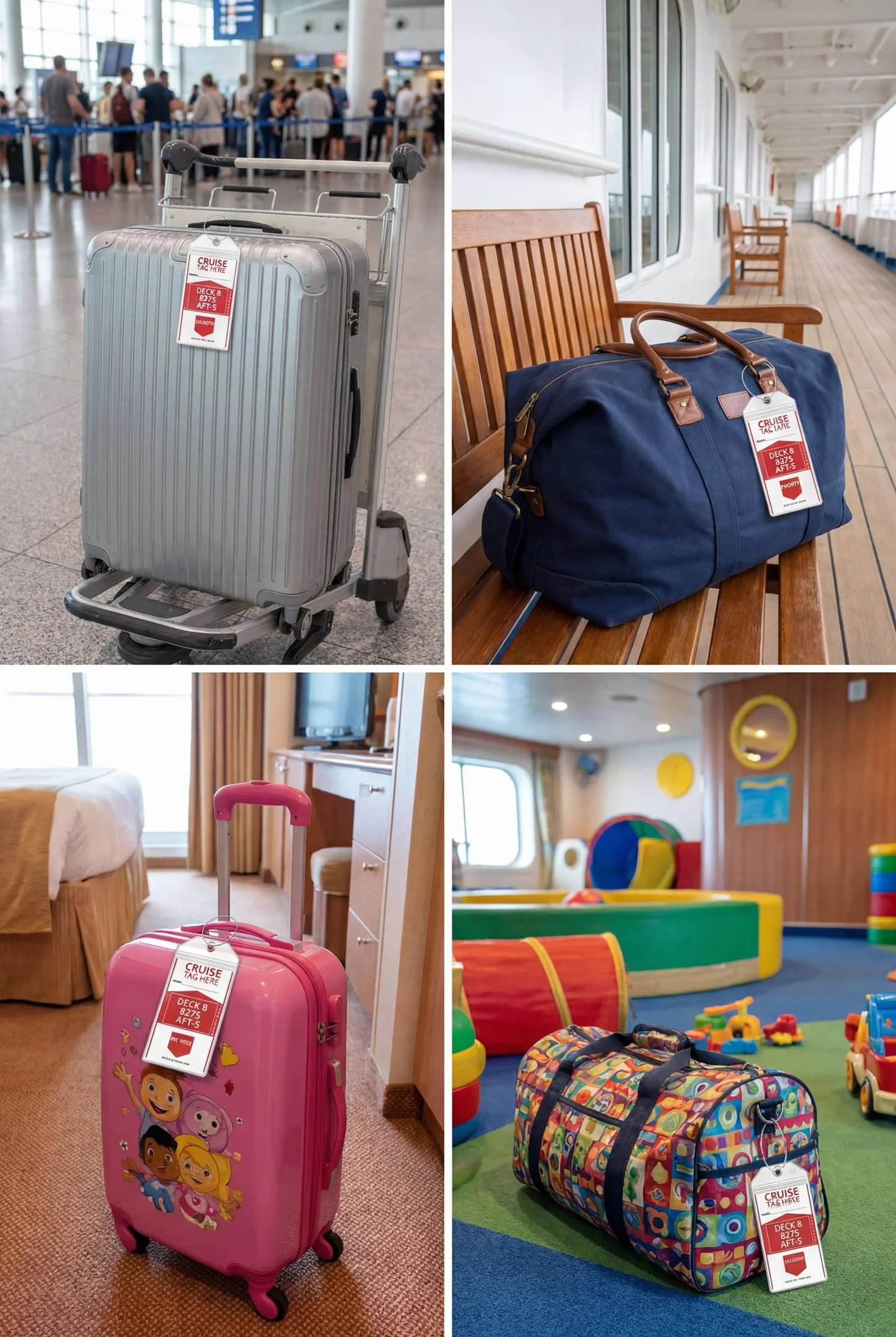 Lammcou Étiquettes de bagages XXL PVC robuste étanche transparentes 19x11cm 4pcs pour Aida TUI Mein Schiff