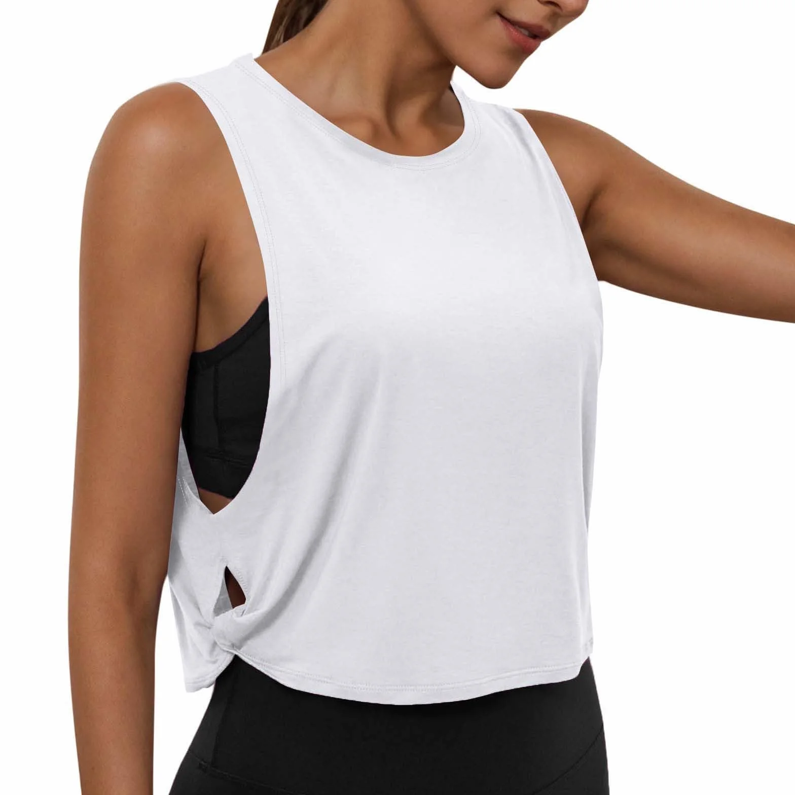 Debardeur Sport Femme Tank Tops Amincissant sans Manches Col Rond Tee Shirt Sportif Gym Yoga